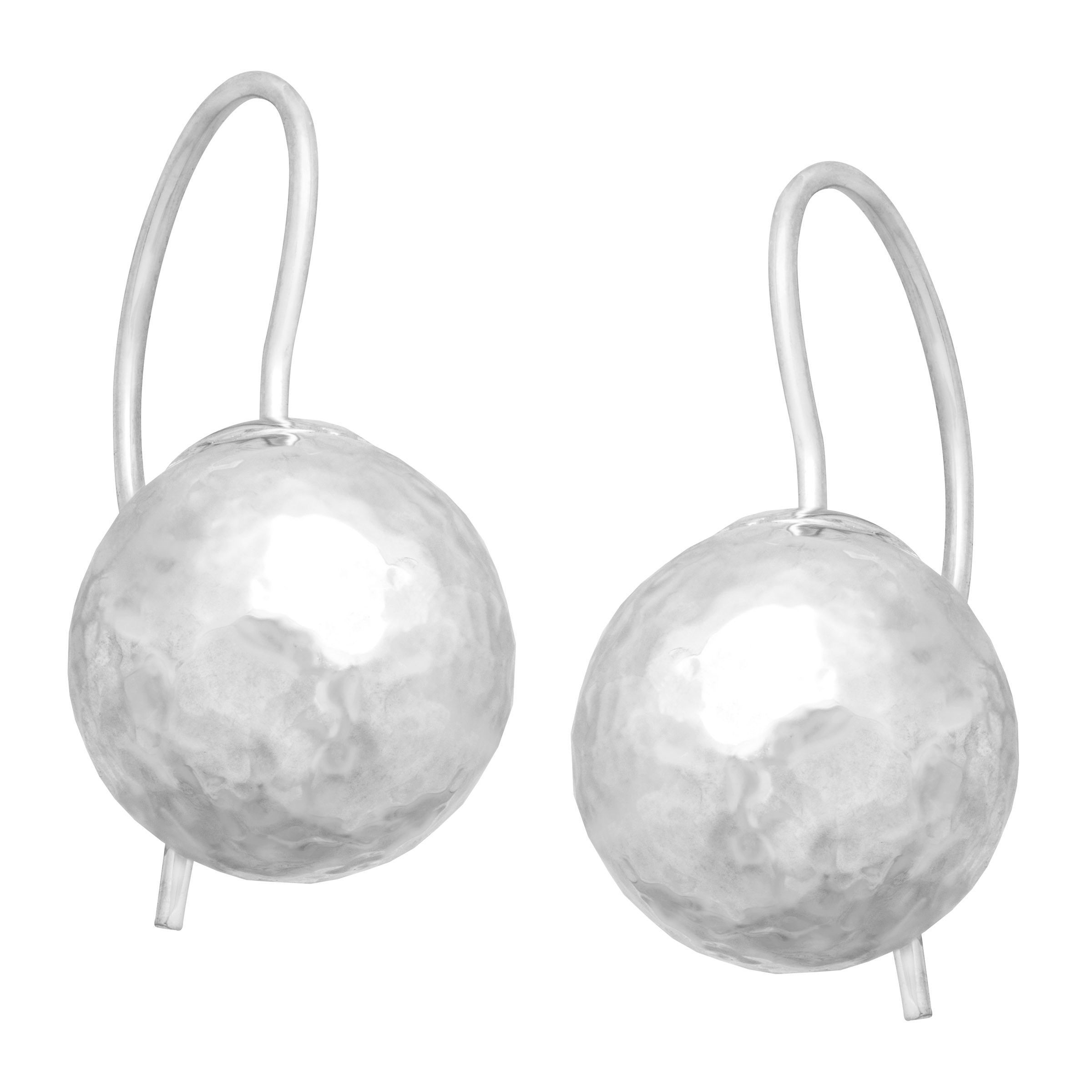 Eternity Gold Hammered Ball Drop Earrings in 14K White Gold