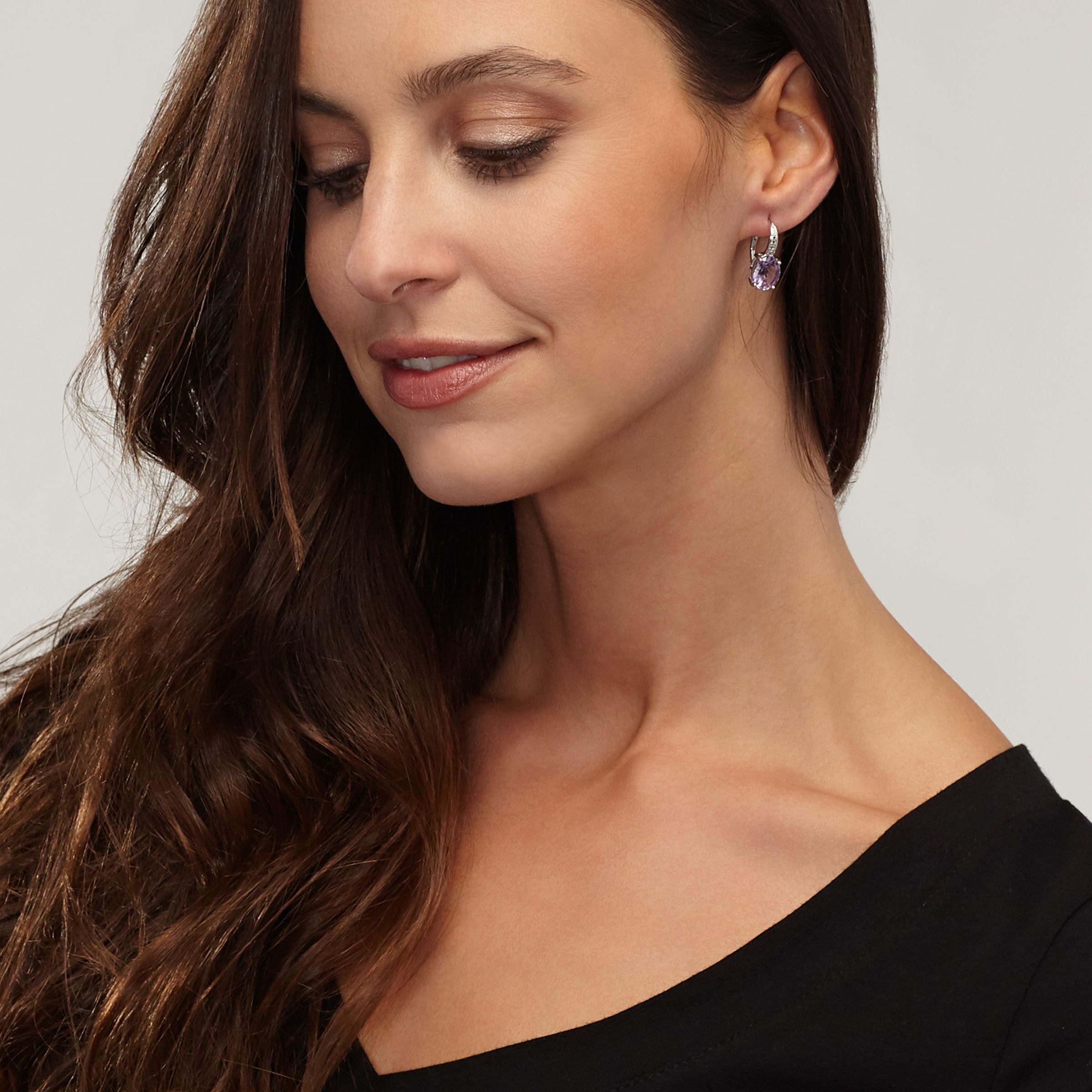 Natural Gemstone Drop Earrings with Diamonds in Sterling Silver eBay