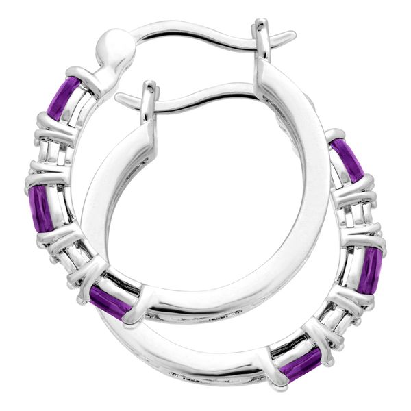 1 3/8 ct Natural Amethyst Hoop Earrings with Diamond Accents in