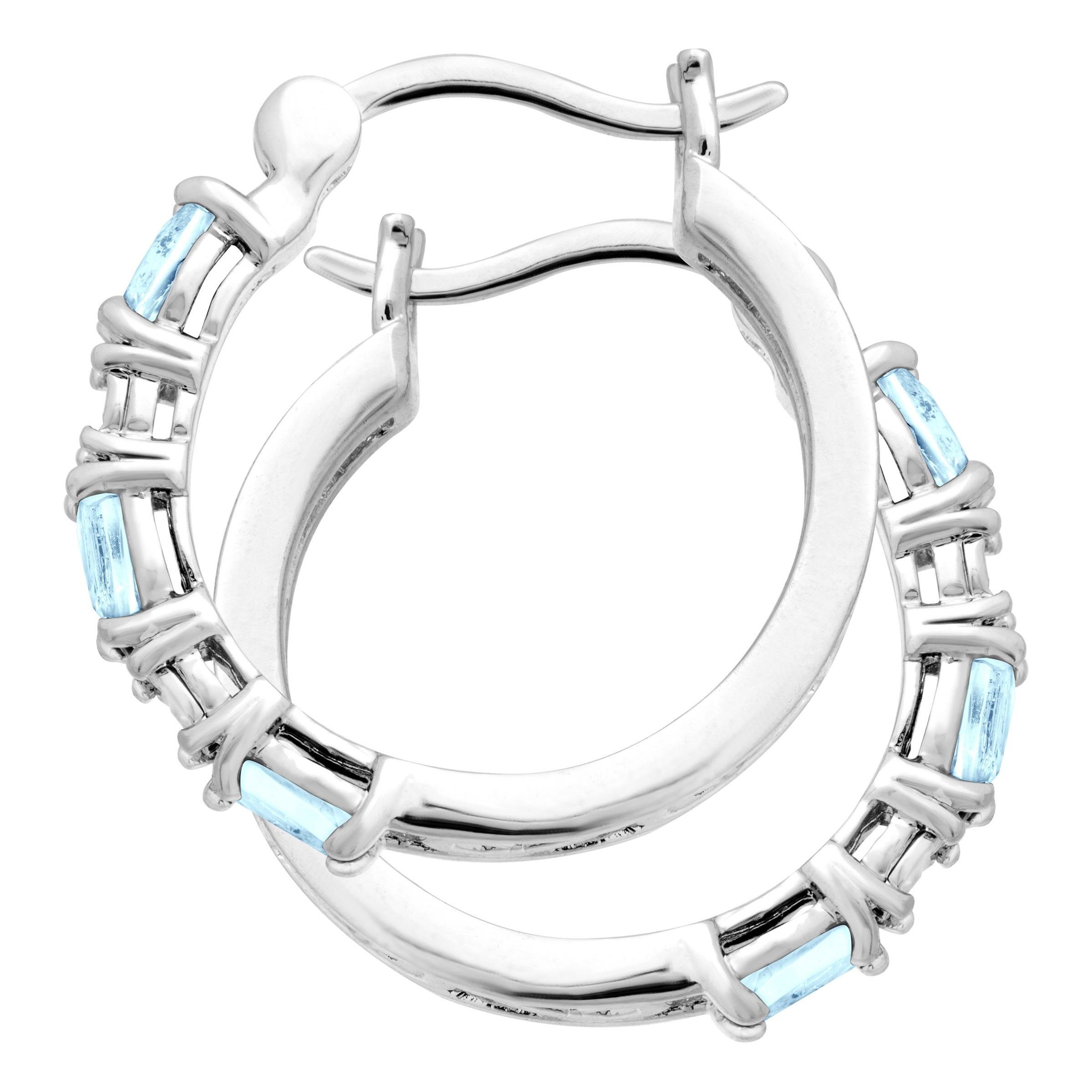 Gemstone Hoop Earrings with Diamonds in PlatinumPlated Brass eBay
