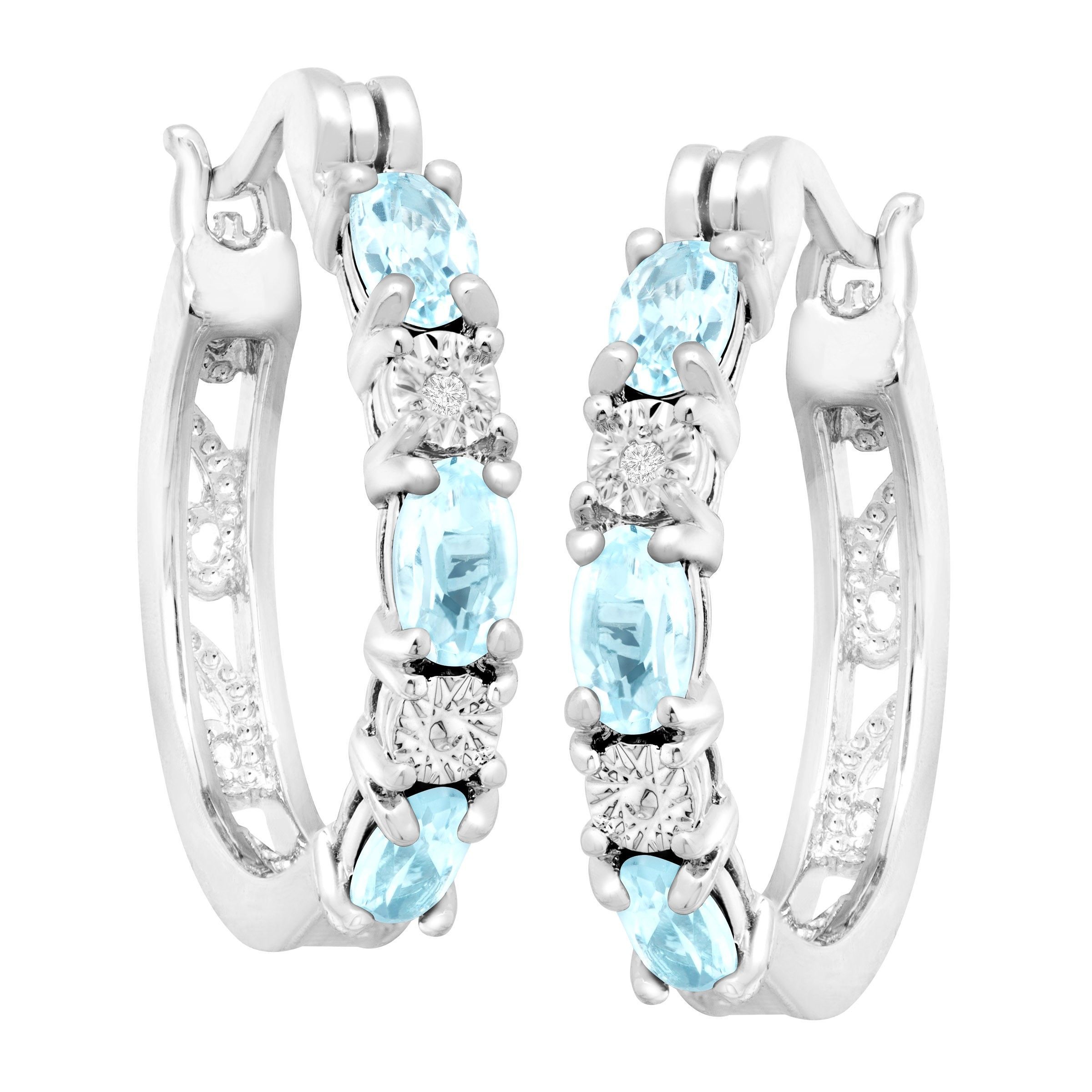 Gemstone Hoop Earrings with Diamonds in PlatinumPlated Brass eBay