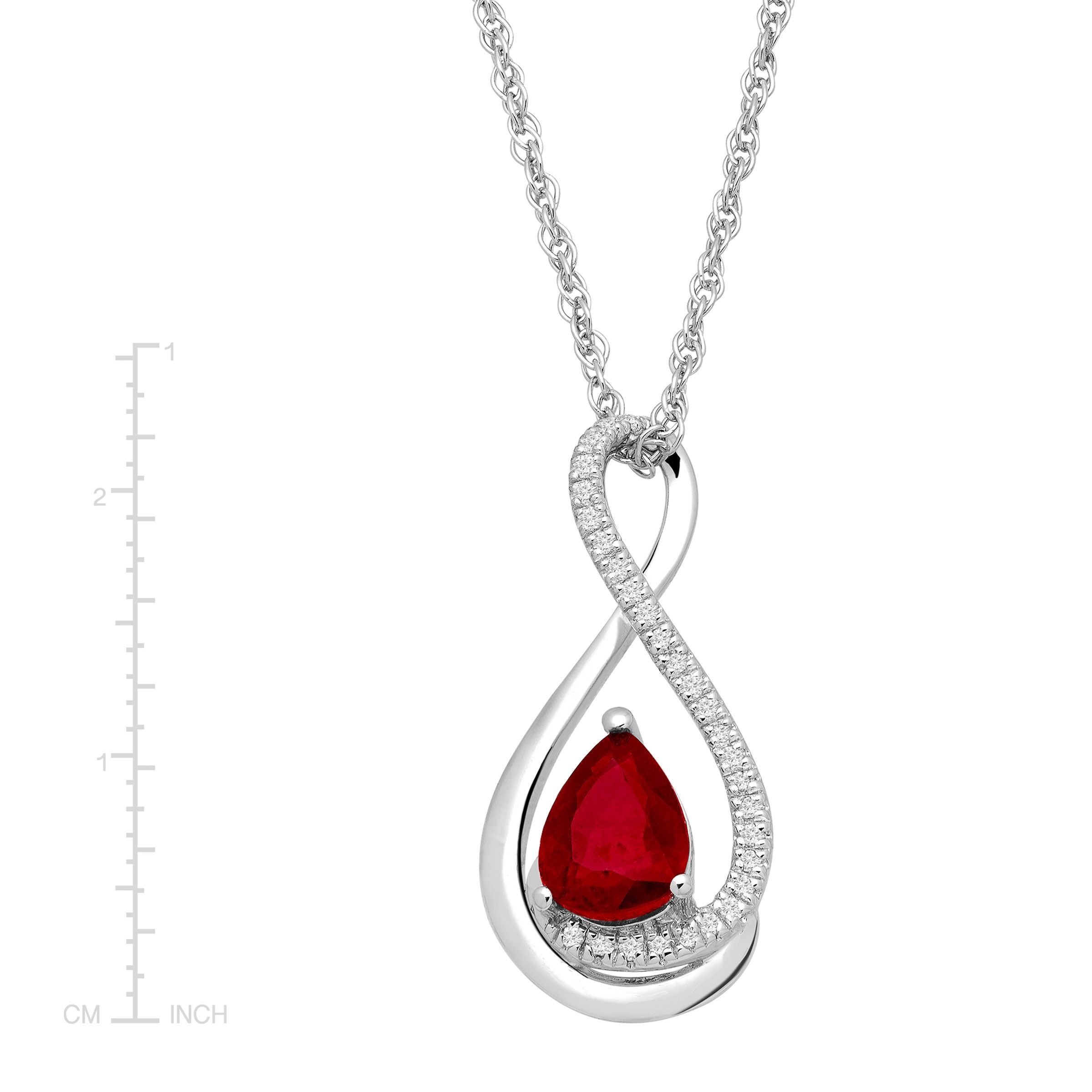 Natural Gemstone Teardrop Pendant with Diamonds in Sterling Silver, 18