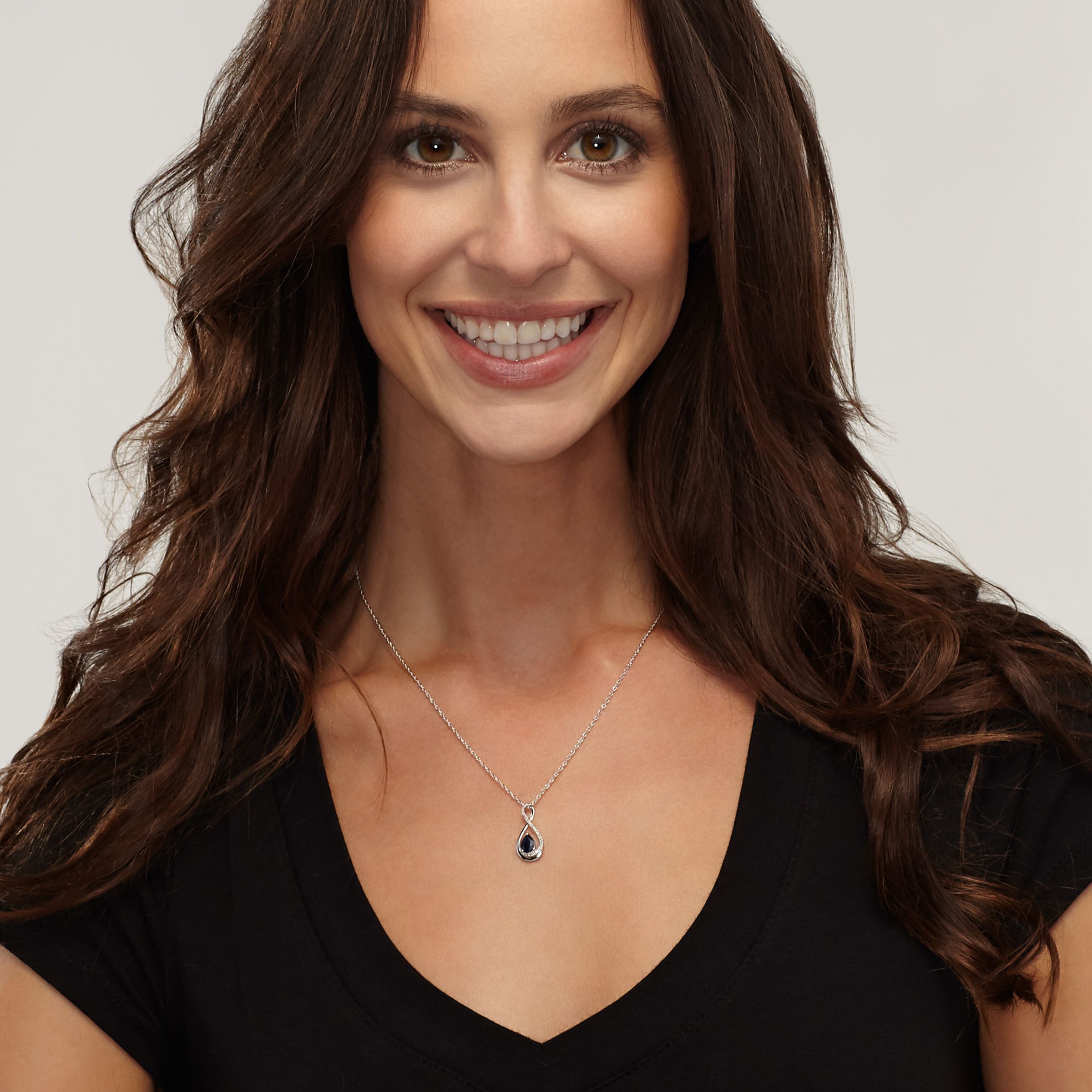 Finecraft Gemstone Pendant Necklace with Diamonds in Sterling Silver