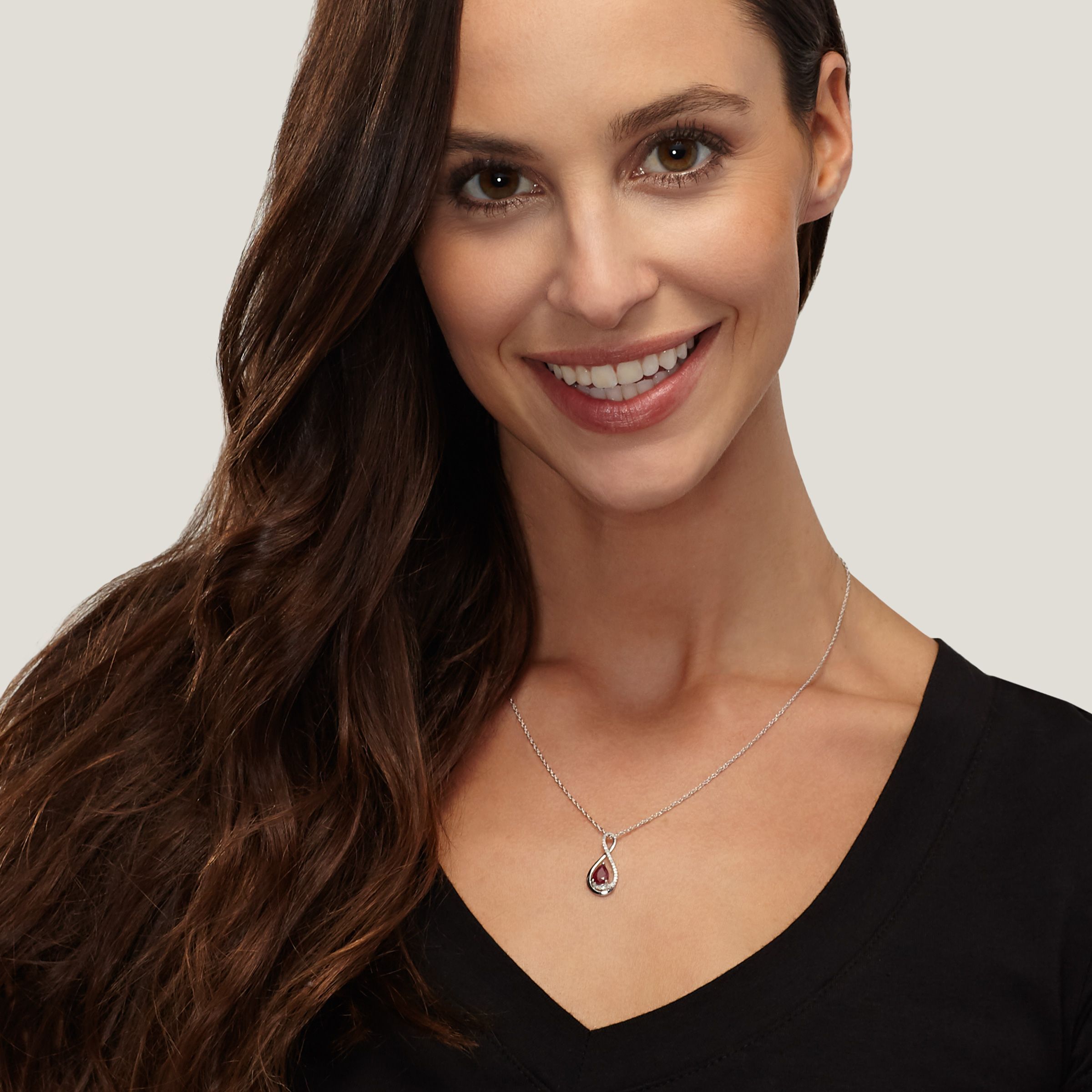 Finecraft Gemstone Pendant Necklace with Diamonds in Sterling Silver