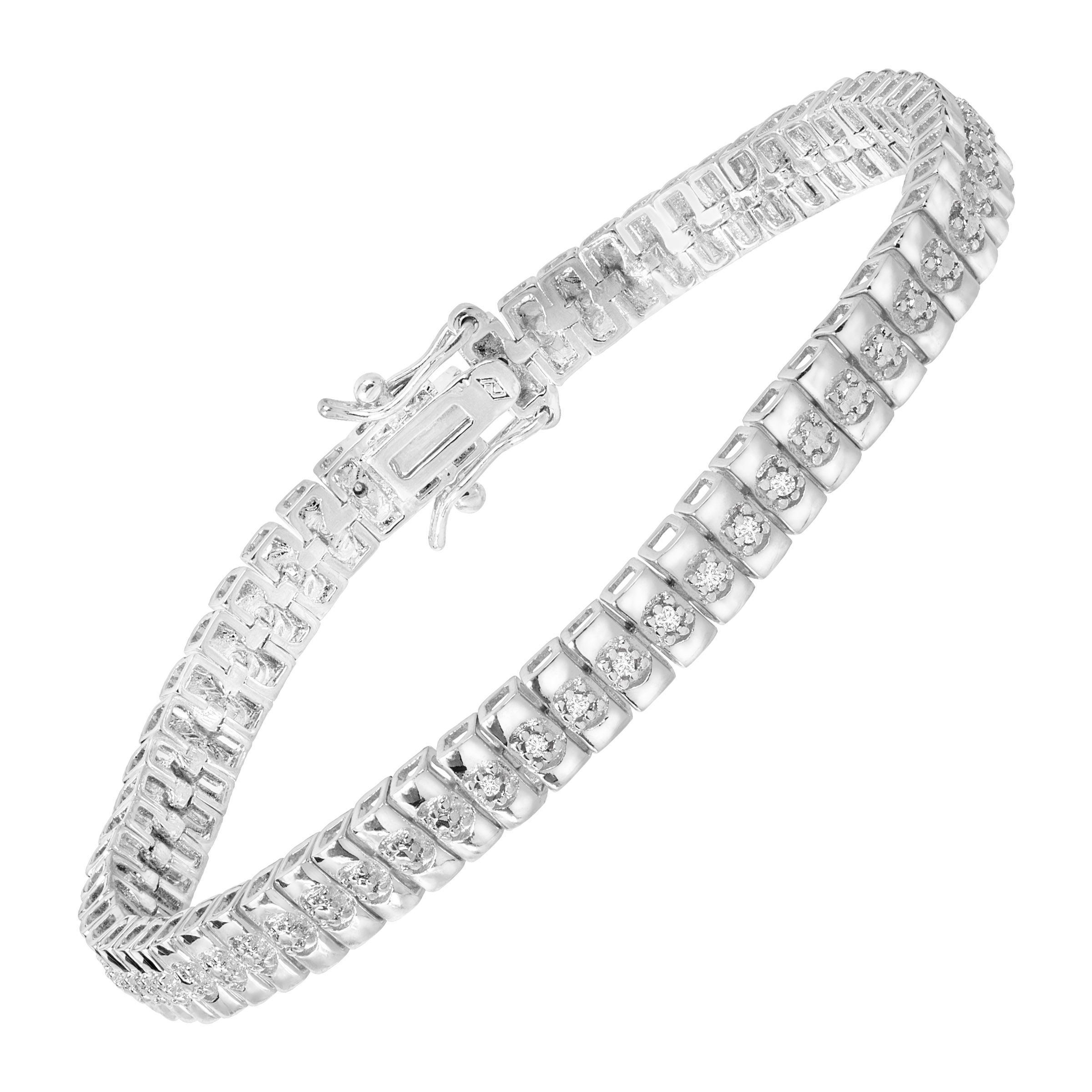 7.25" 1/10 ct Diamond Line Bracelet in Plated Brass 7.25" 1/10 ct Diamond Line Bracelet in Plated Brass