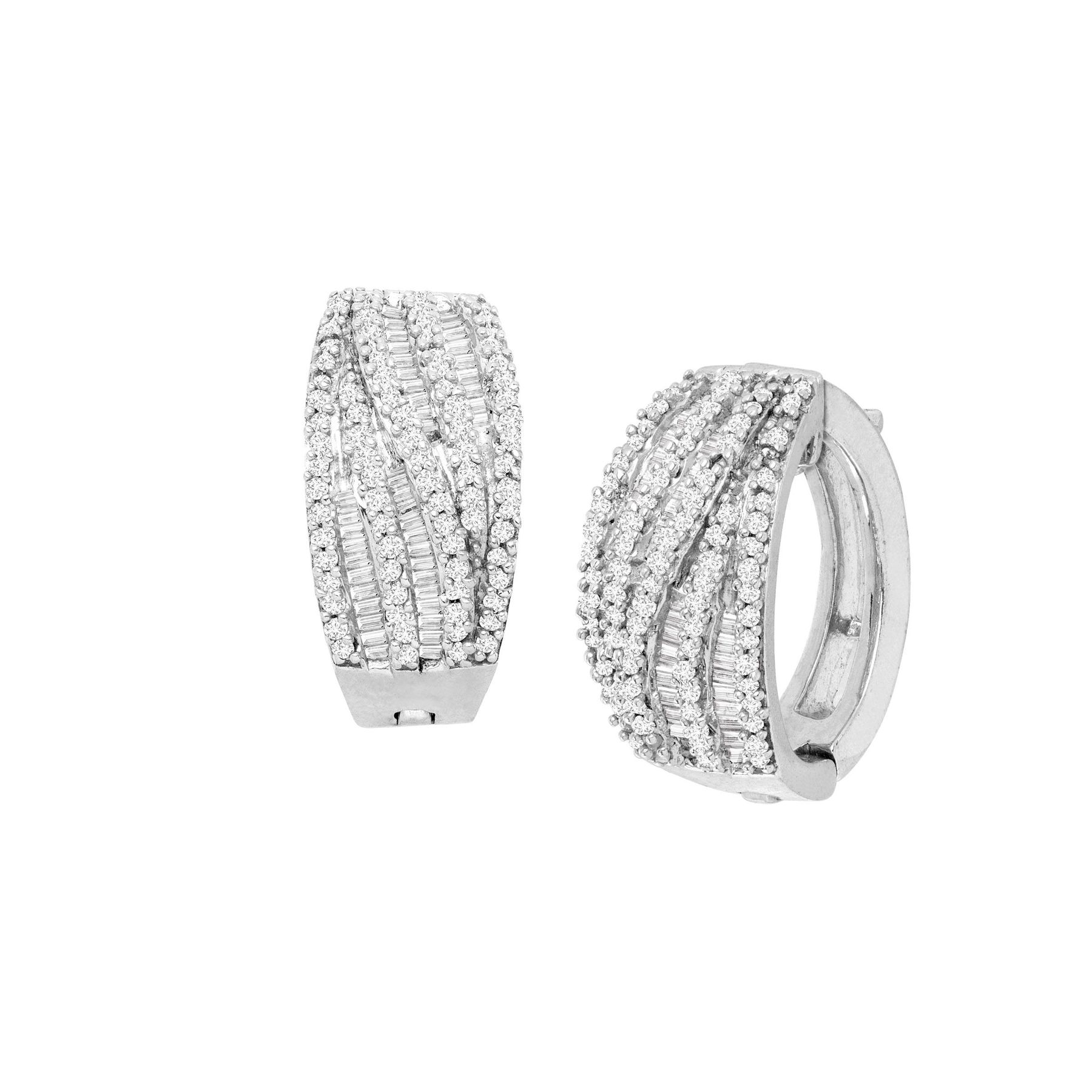 1 Ct Diamond Wide Hoop Earrings In 14k White Gold 1 Ct Diamond Wide Hoop Earrings In 14k White Gold