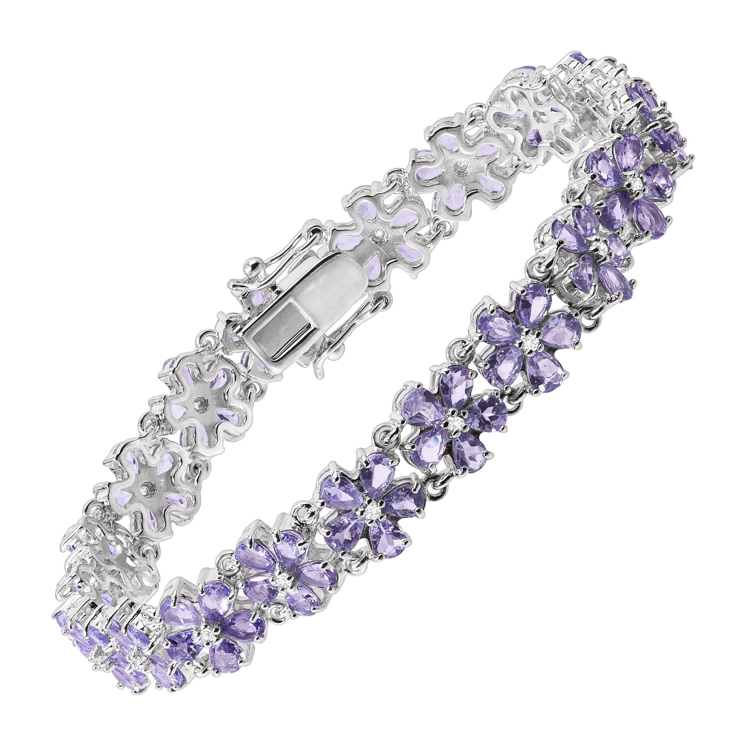 Natural Tanzanite Flower Tennis Bracelet in Sterling Silver, 7.5 eBay