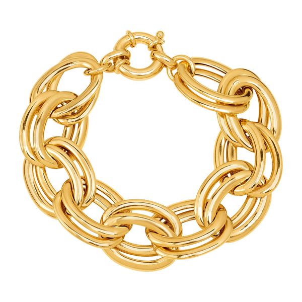 Double Link Chain Bracelet in 18K GoldPlated Bronze, 9" Double Link