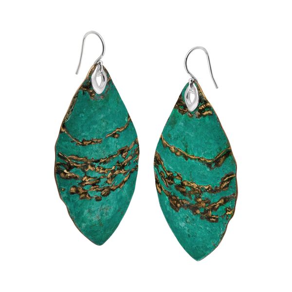 Silpada 'Emerald Pools' Oval Drop Earrings in Green Patina Brass