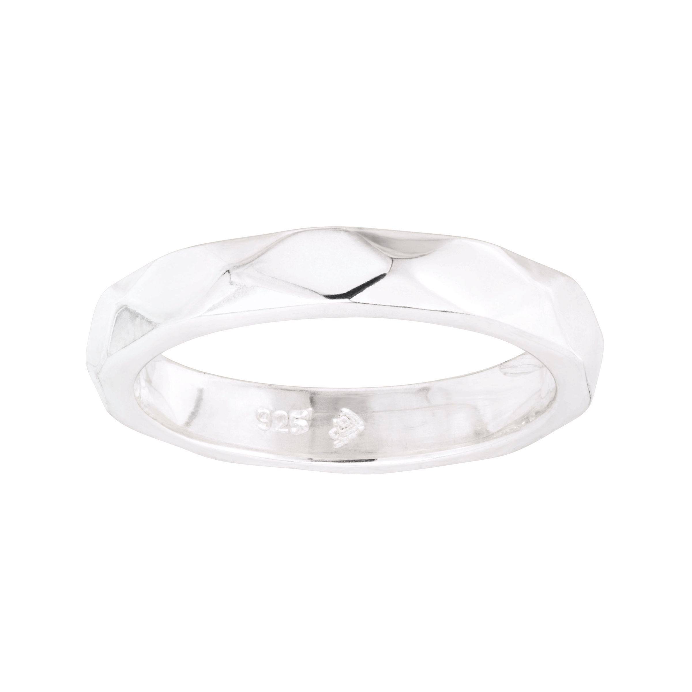 NUT fine stacking ring Sterling silver facetted.