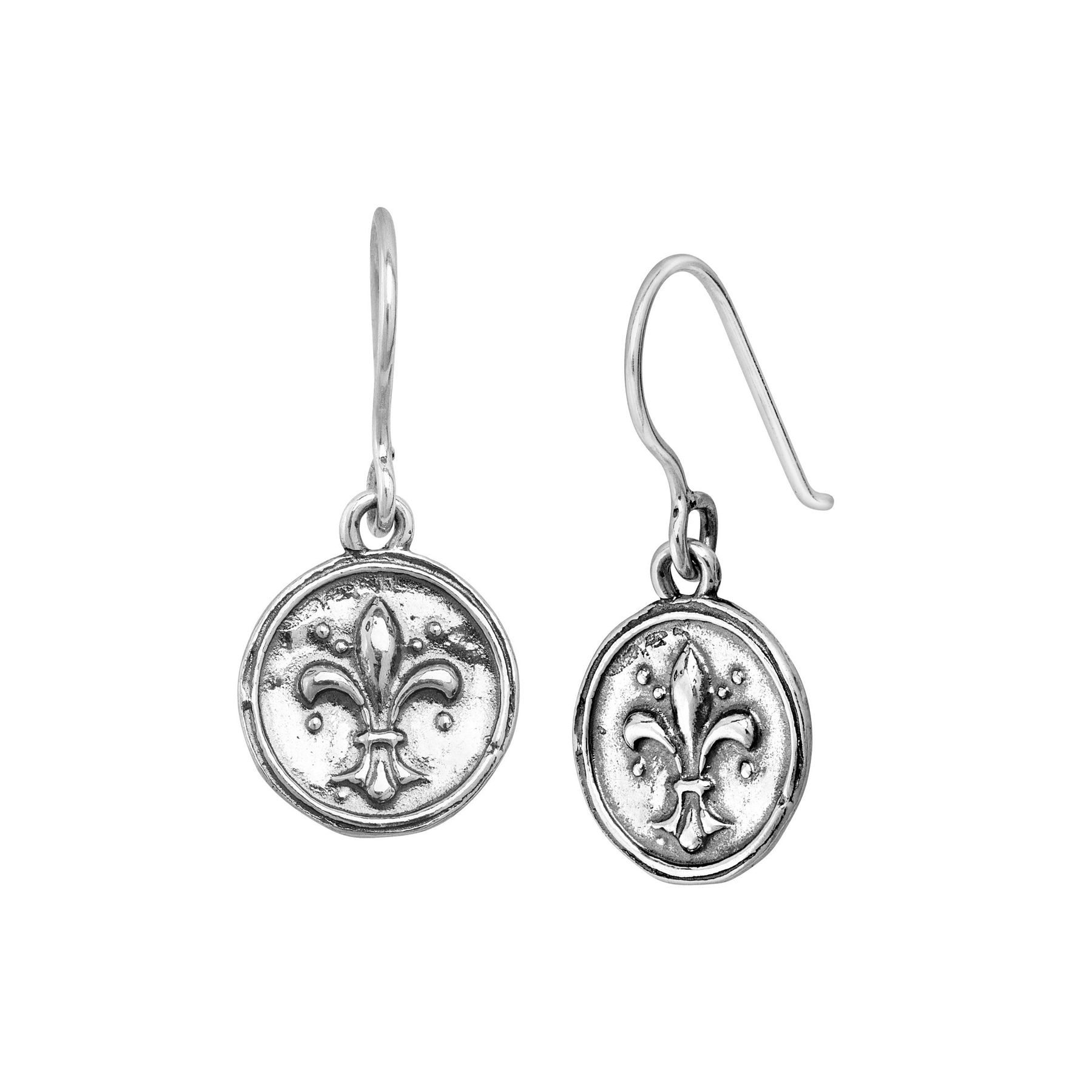 Silpada Antique Fleur Ish De Lis Disc Earrings In Sterling Fleur De Lis Disc Earrings In Sterling