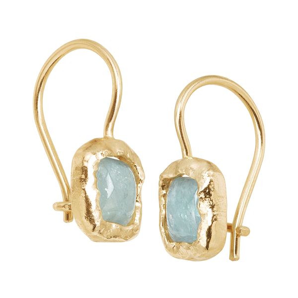 Silpada 'Mediterra' Natural Aquamarine Petite Drop Earrings in 14K Gold