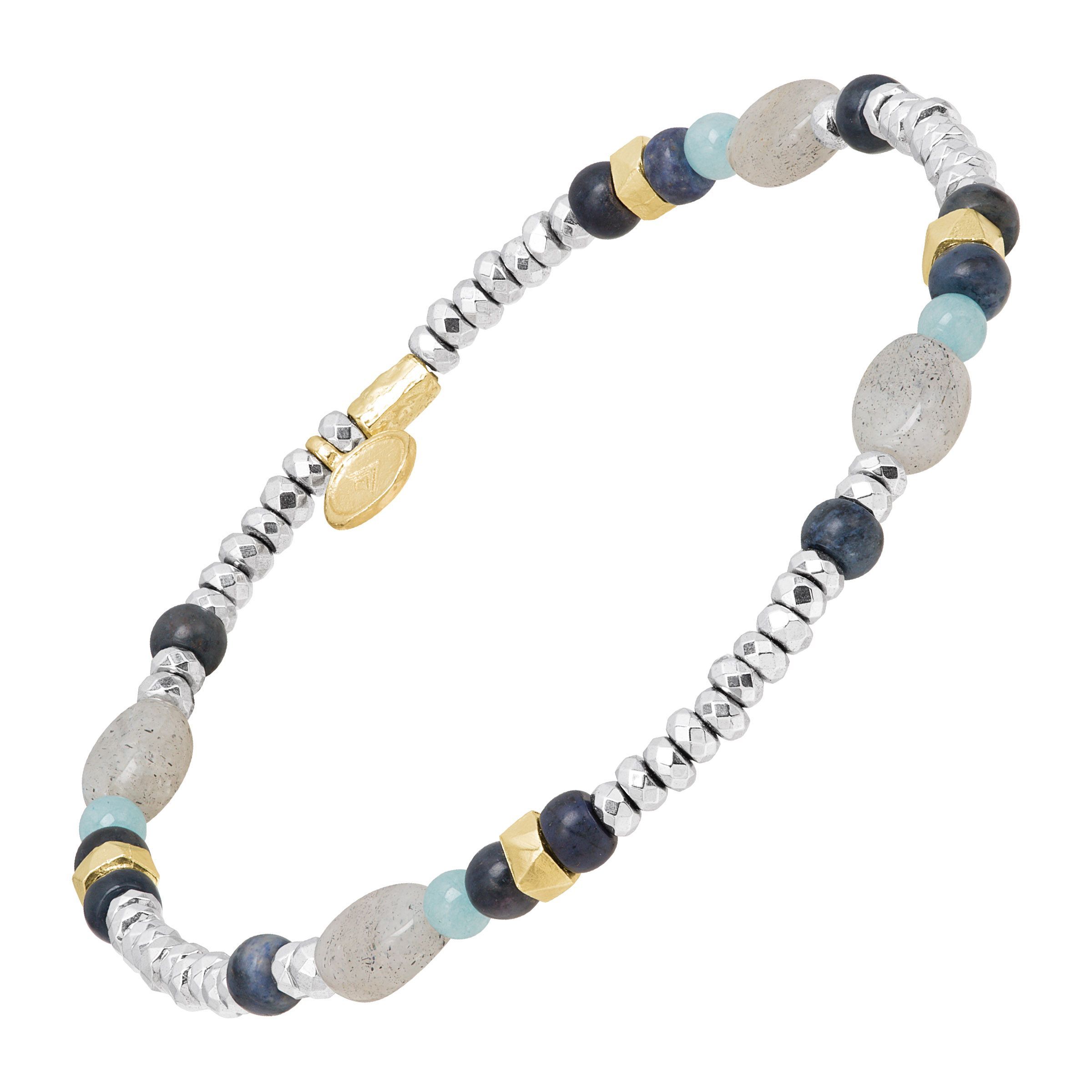 Bracelet with Natural Stones in Sterling Silver Gold Plated