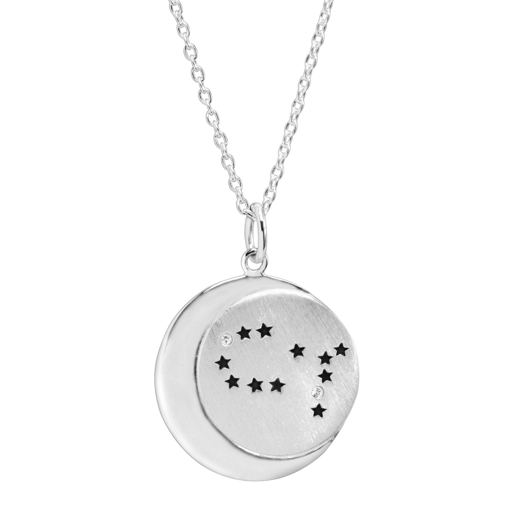 Sterling Silver Cubic Zirconia Cancer Constellation Pendant Necklace 18