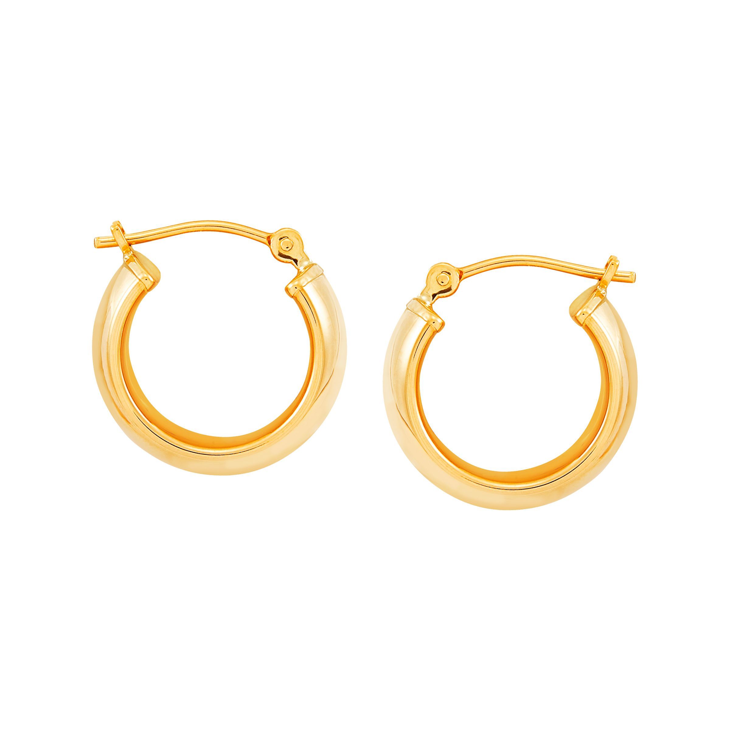 Polished Wide Huggie Hoop Earrings In 14k Gold Ebay