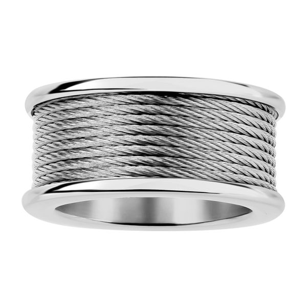 Men's Twisted Cable Chain Inlay Ring in Stainless Steel Men's Chain