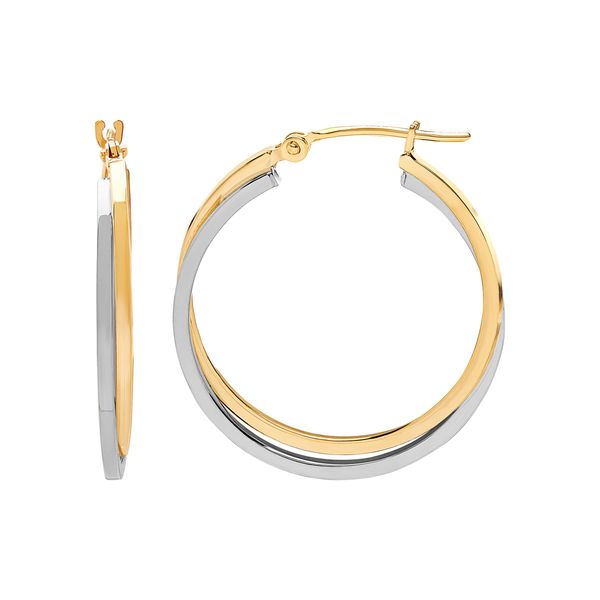 Intertwined Hoop Earrings in TwoTone 14K Yellow & White Gold