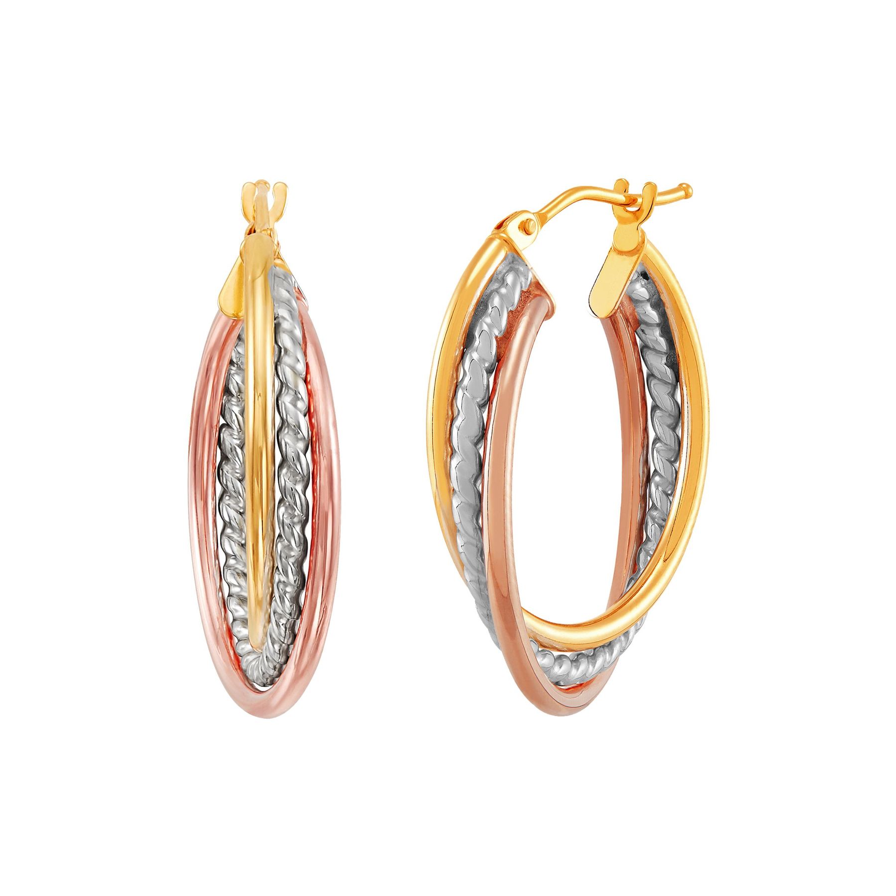 14K Rose Gold Plated Rose Rhodium Hoop Earrings 14K Rose Gold Plated Rose Rhodium Hoop Earrings
