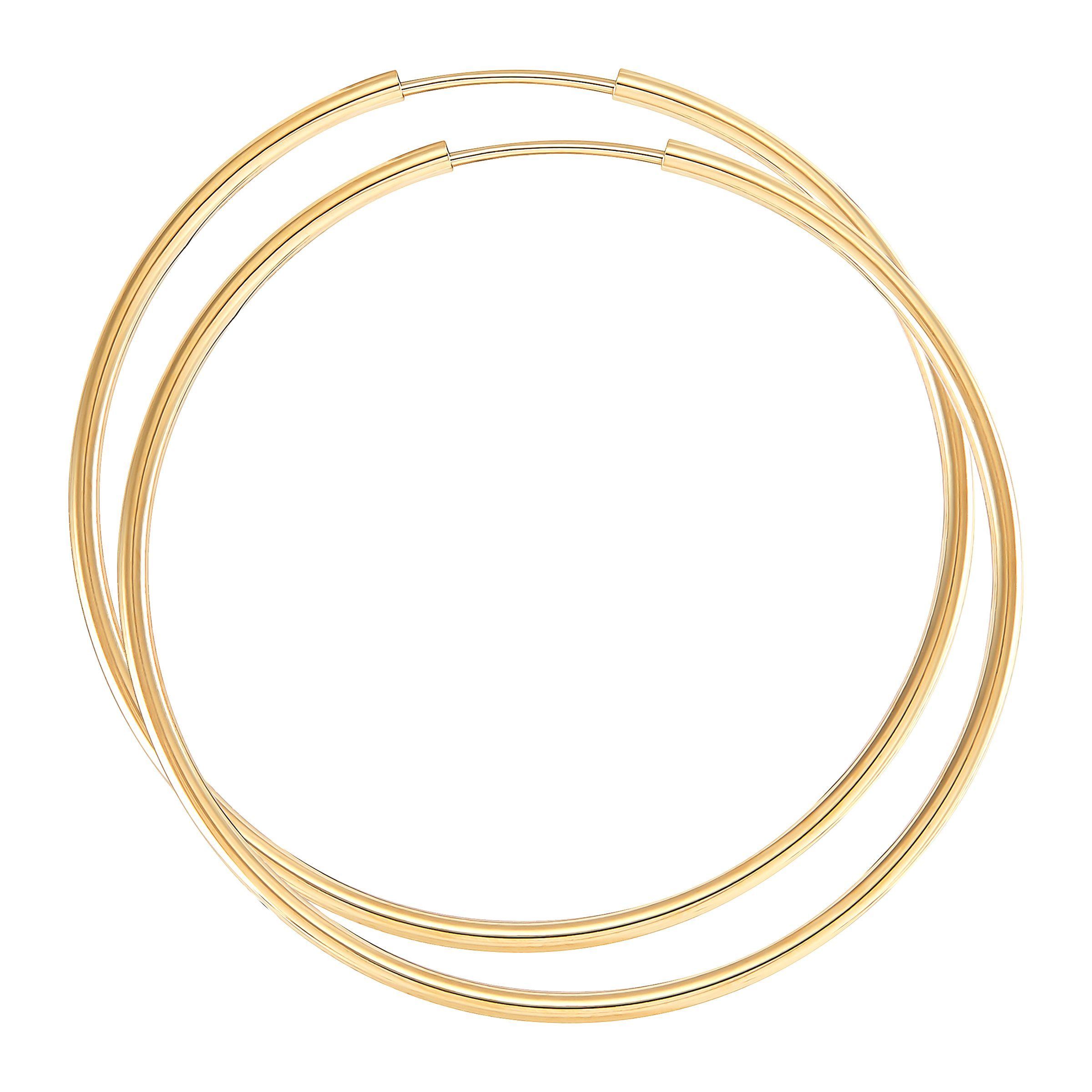 Solid 14K White Gold Textured Endless Hoop Earrings 1.5mm Thickness