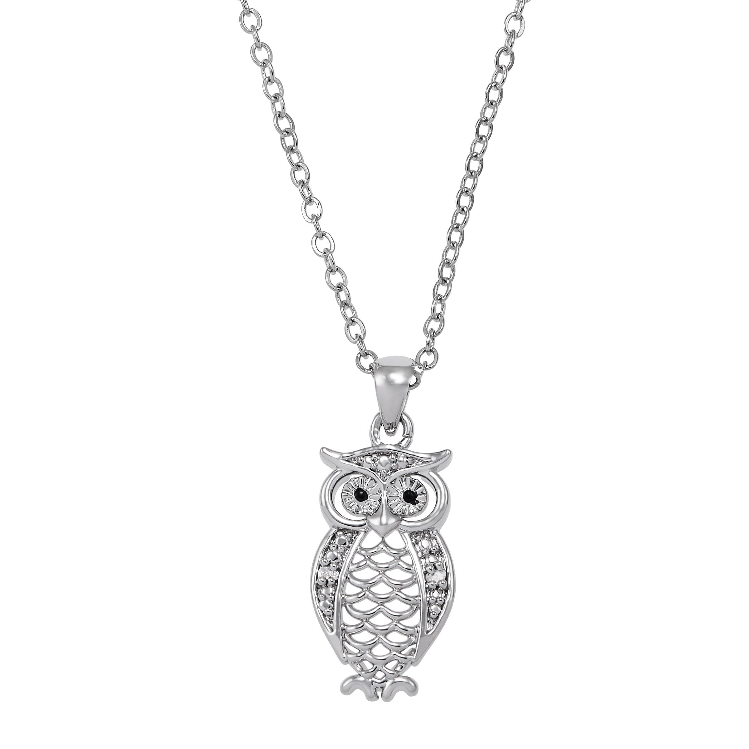 Owl Pendant with Diamonds in Brass, 18" eBay