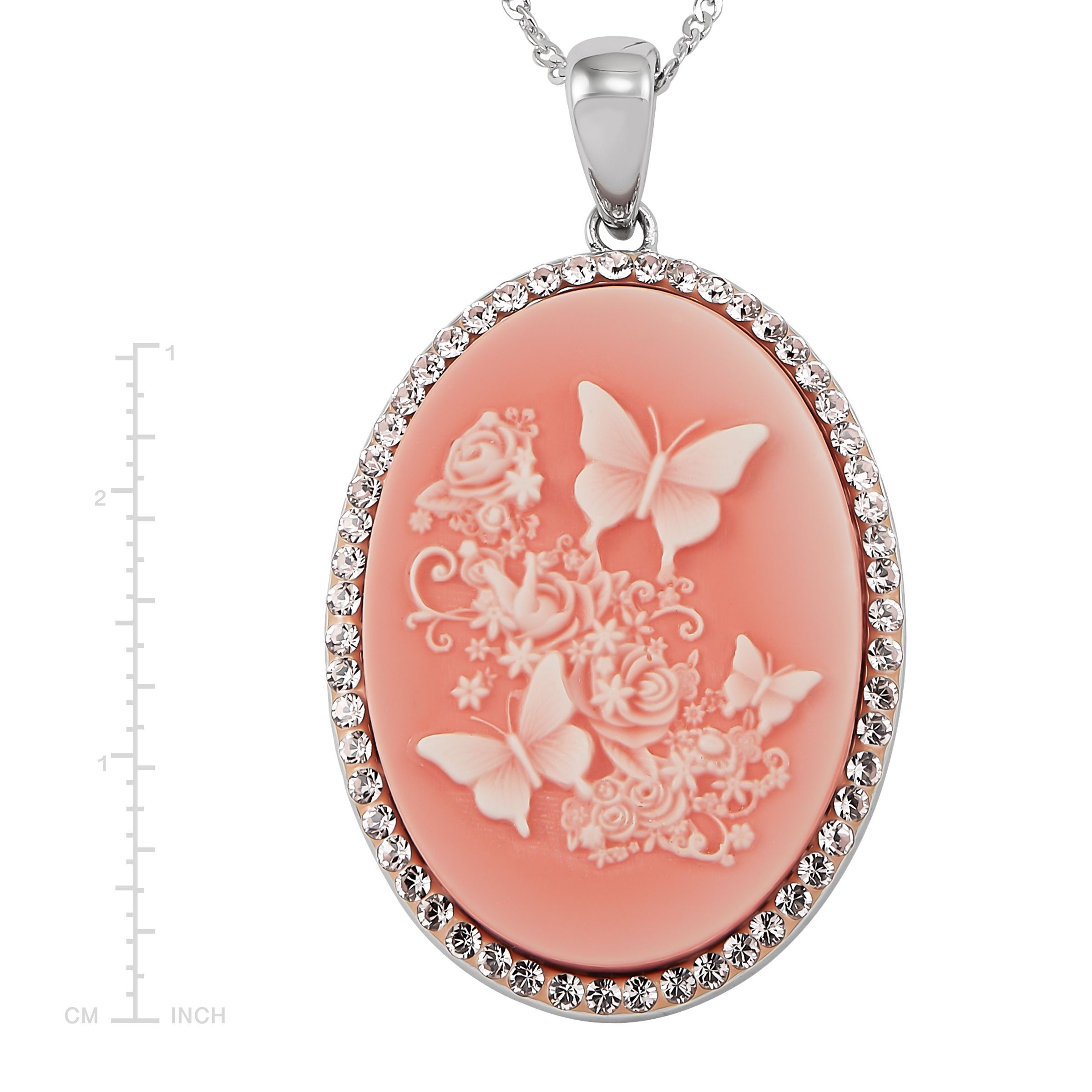 Butterfly & Flower Cameo Pendant with Swarovski Crystals in Sterling Silver, 18" eBay