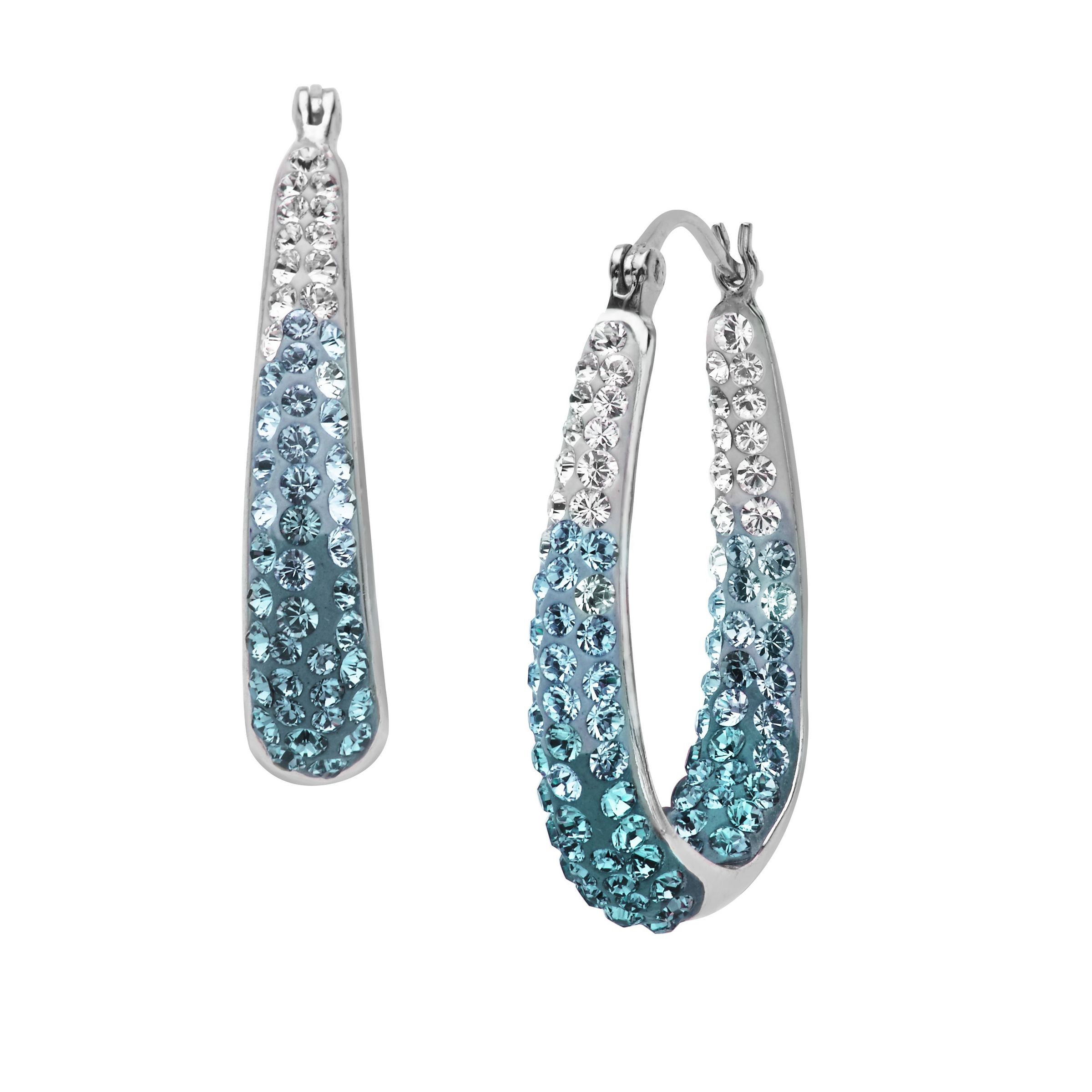 White Swavoski Crystal Sterling Silver Dangle Earrings
