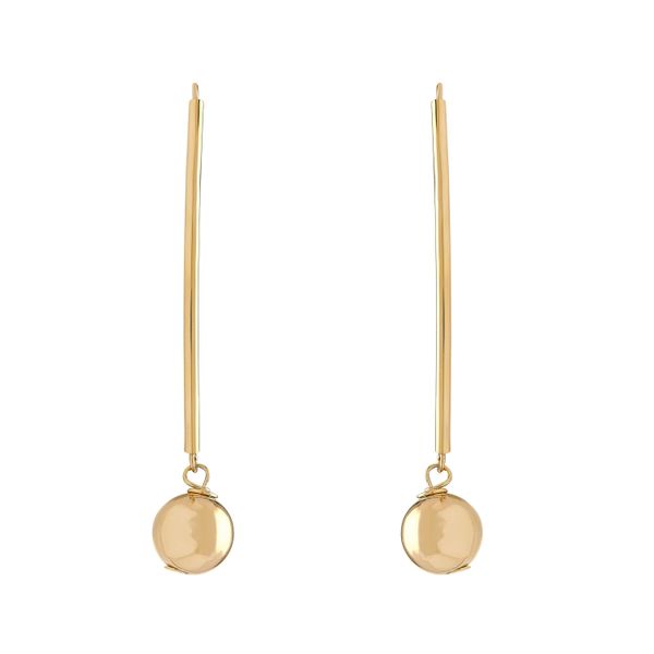 Welry Beaded Tube Drop Earrings in 14K Yellow Gold Beaded Tube Drop