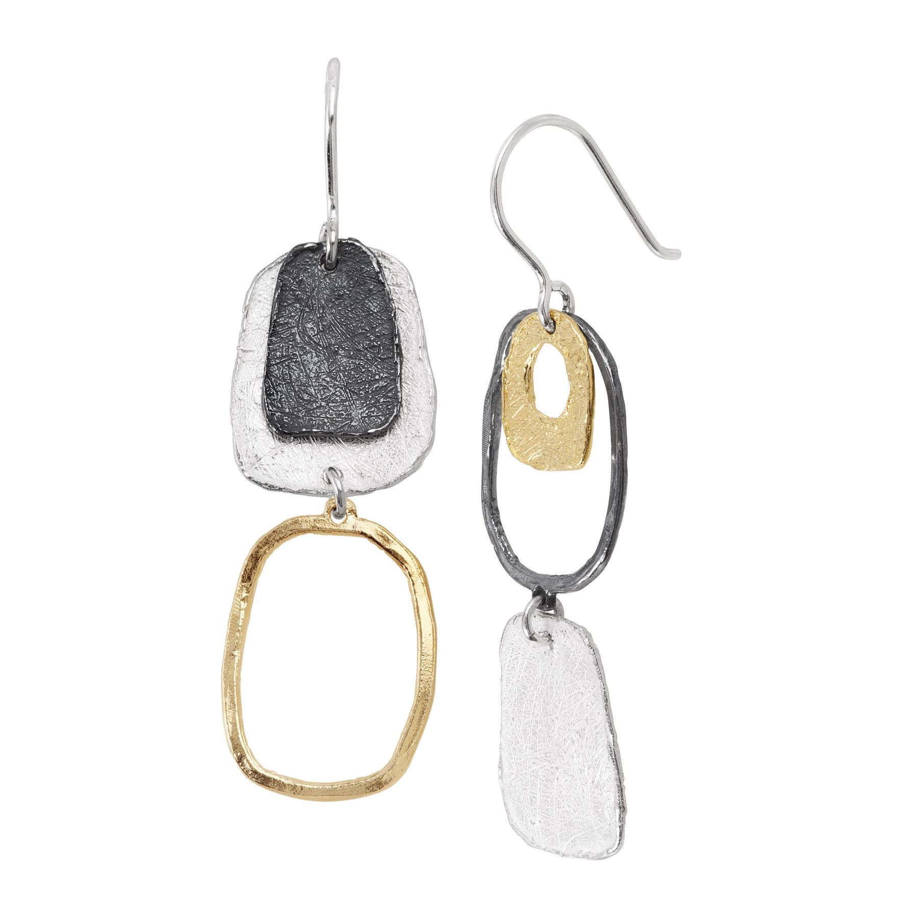 Silver and gold tone drop earrings