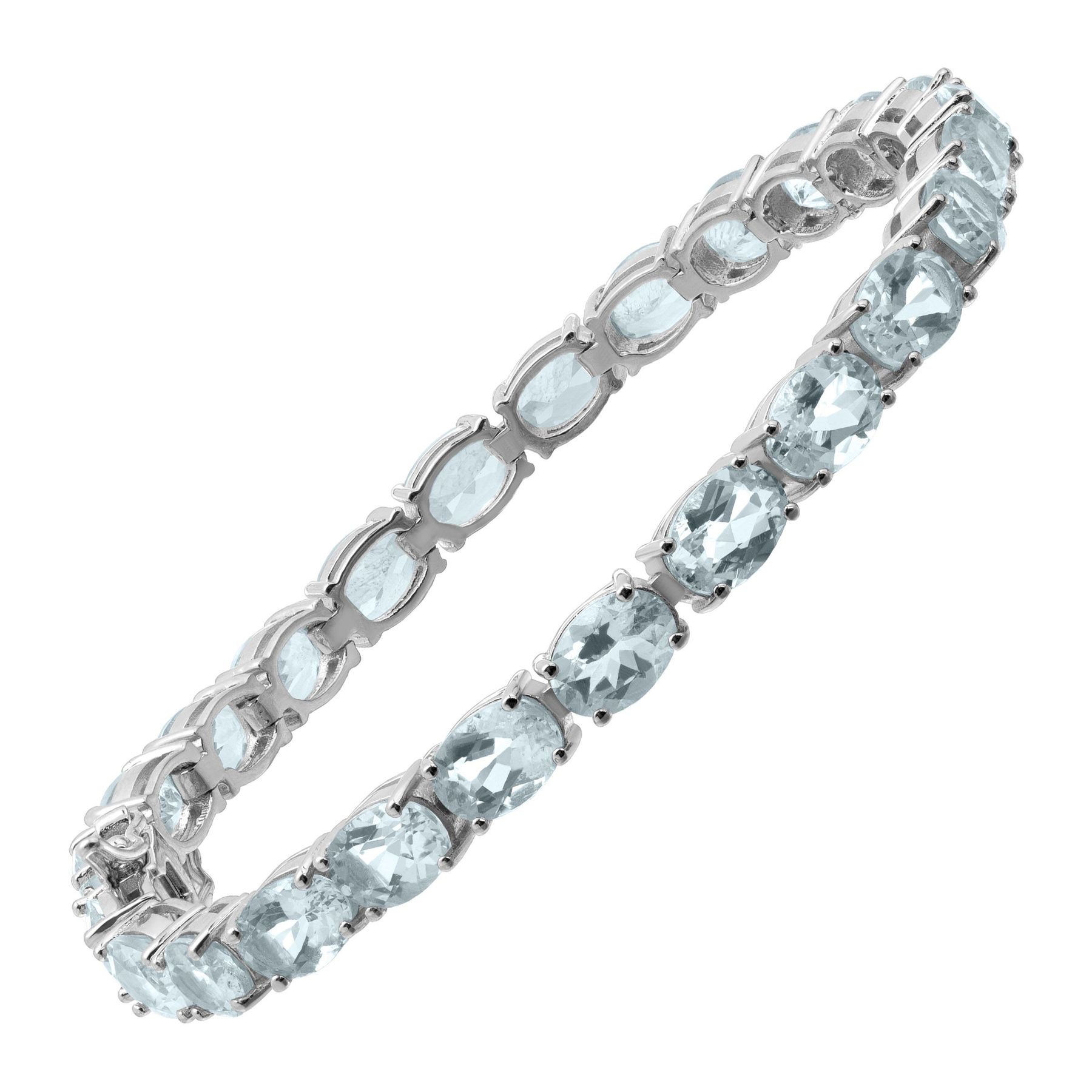 23 Ct Natural Aquamarine Tennis Bracelet In Sterling Silver 7 5 The Details