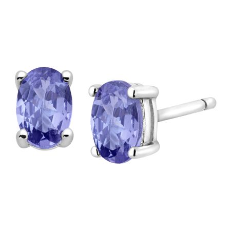 1 Ct Natural Tanzanite Oval Stud Earrings In Sterling Silver 1 Ct Tanzanite Oval Stud Earrings