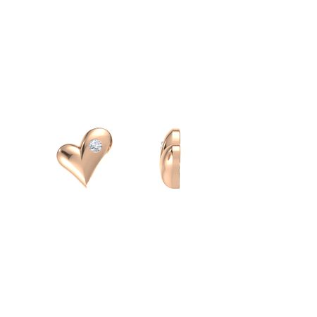 14k Rose Gold Earring With Diamond Tiny Gem Heart Earrings Gemvara