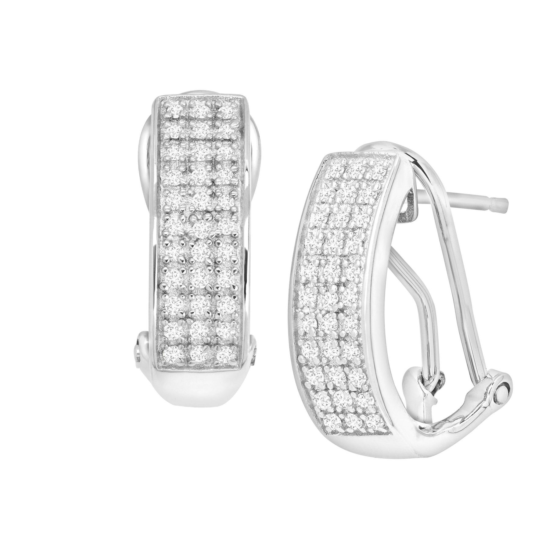 1 4 Ct Diamond French Clip Earrings In Sterling Silver 1 4 Ct Diamond French Clip Earrings