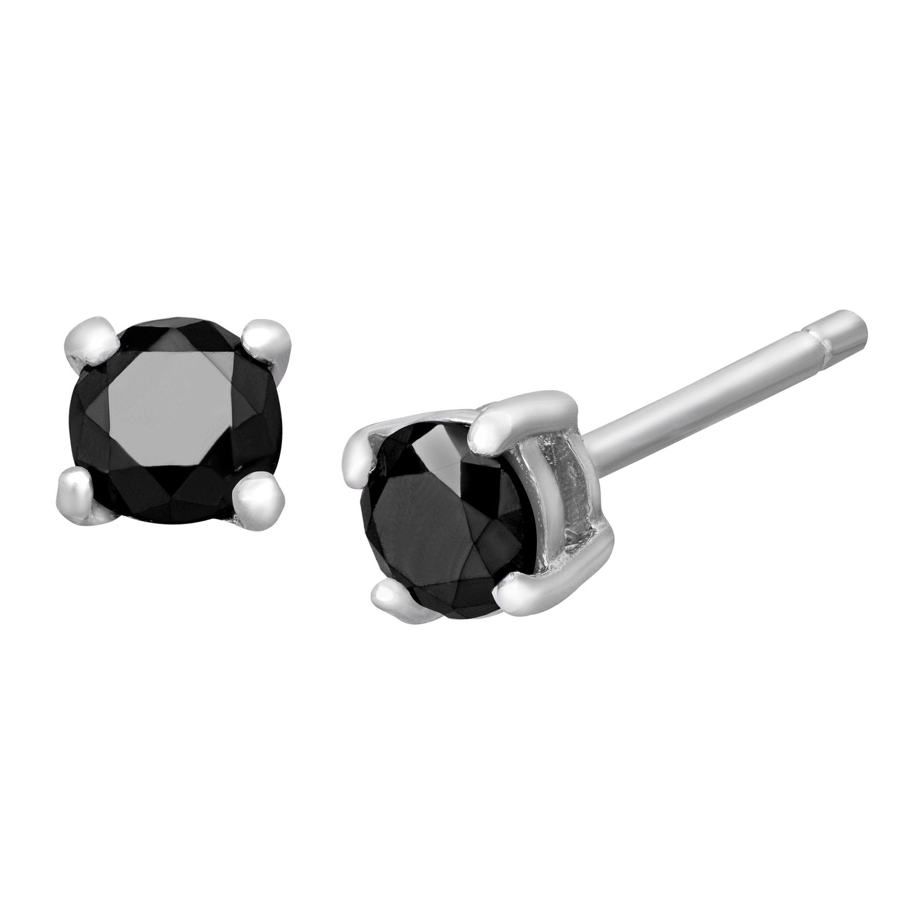 1 2 Ct Black Diamond Stud Earrings In Sterling Silver 1 2 Ct Black Diamond Stud Earrings