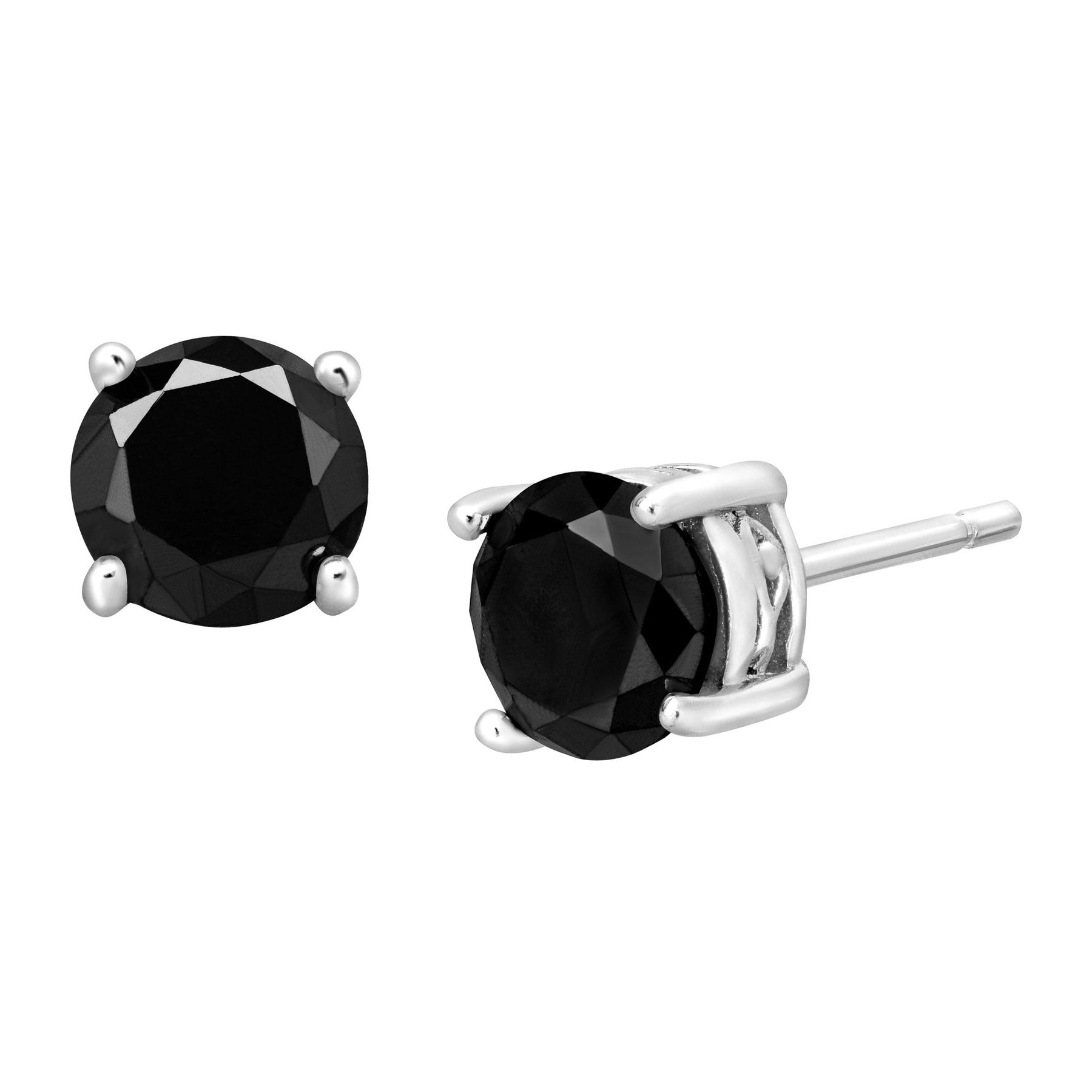 1 Ct Black Diamond Stud Earrings In Sterling Silver 1 Ct Black Diamond Stud Earrings