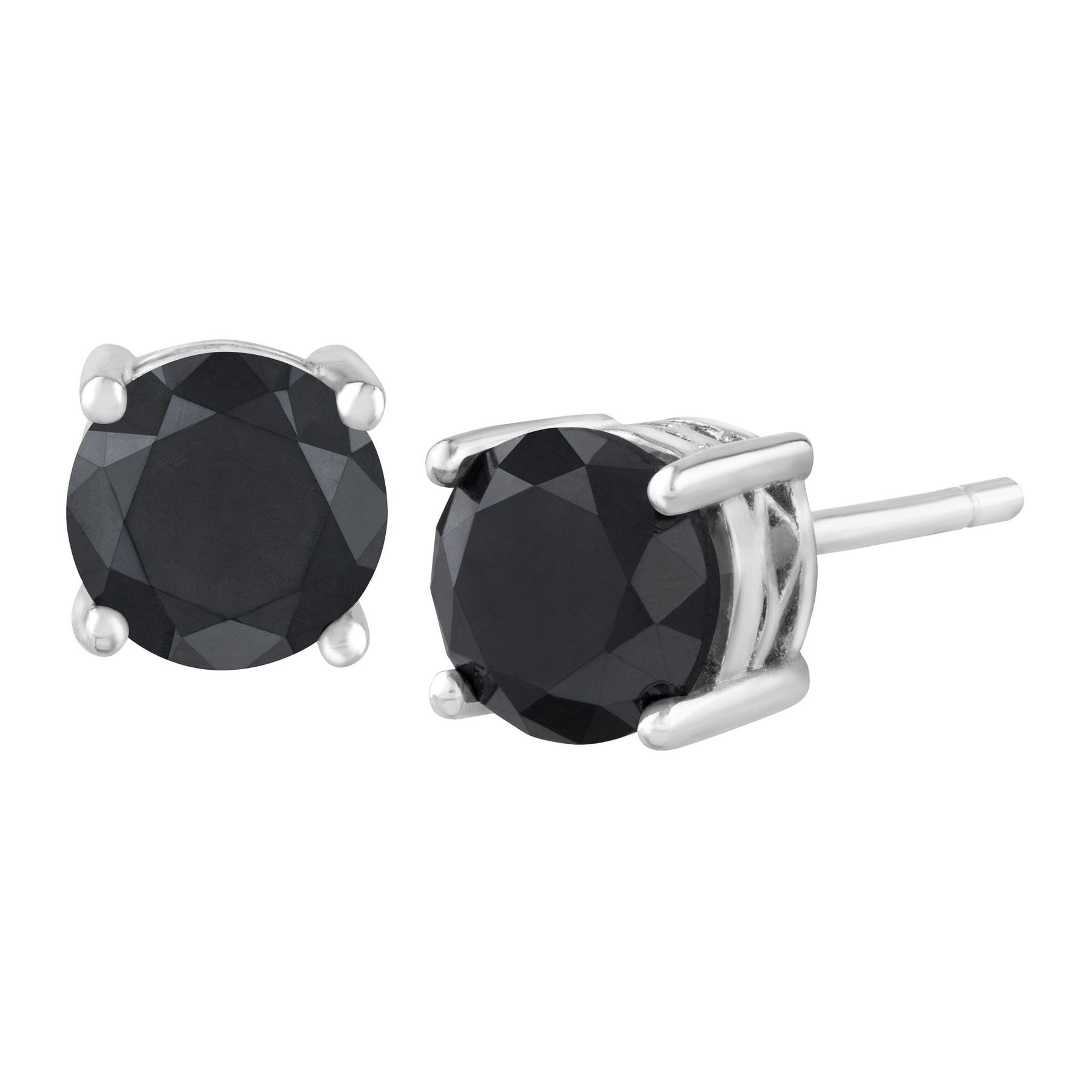 1 2 Ct Black Diamond Stud Earrings In Sterling Silver 1 2 Ct Black Diamond Stud Earrings