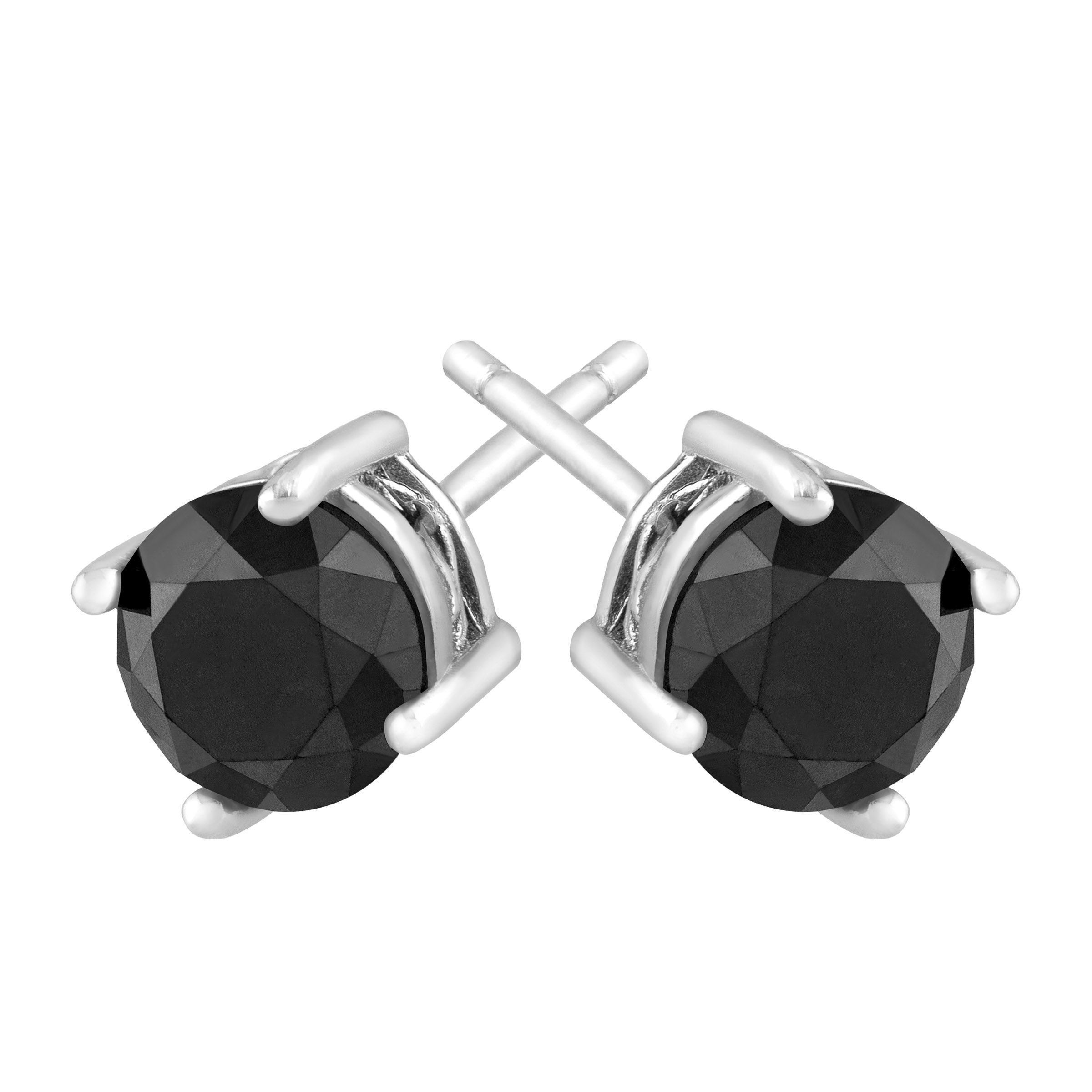 2 Ct Black Diamond Stud Earrings In Sterling Silver 749165204846 Ebay 2 Ct Black Diamond Stud Earrings In Sterling Silver