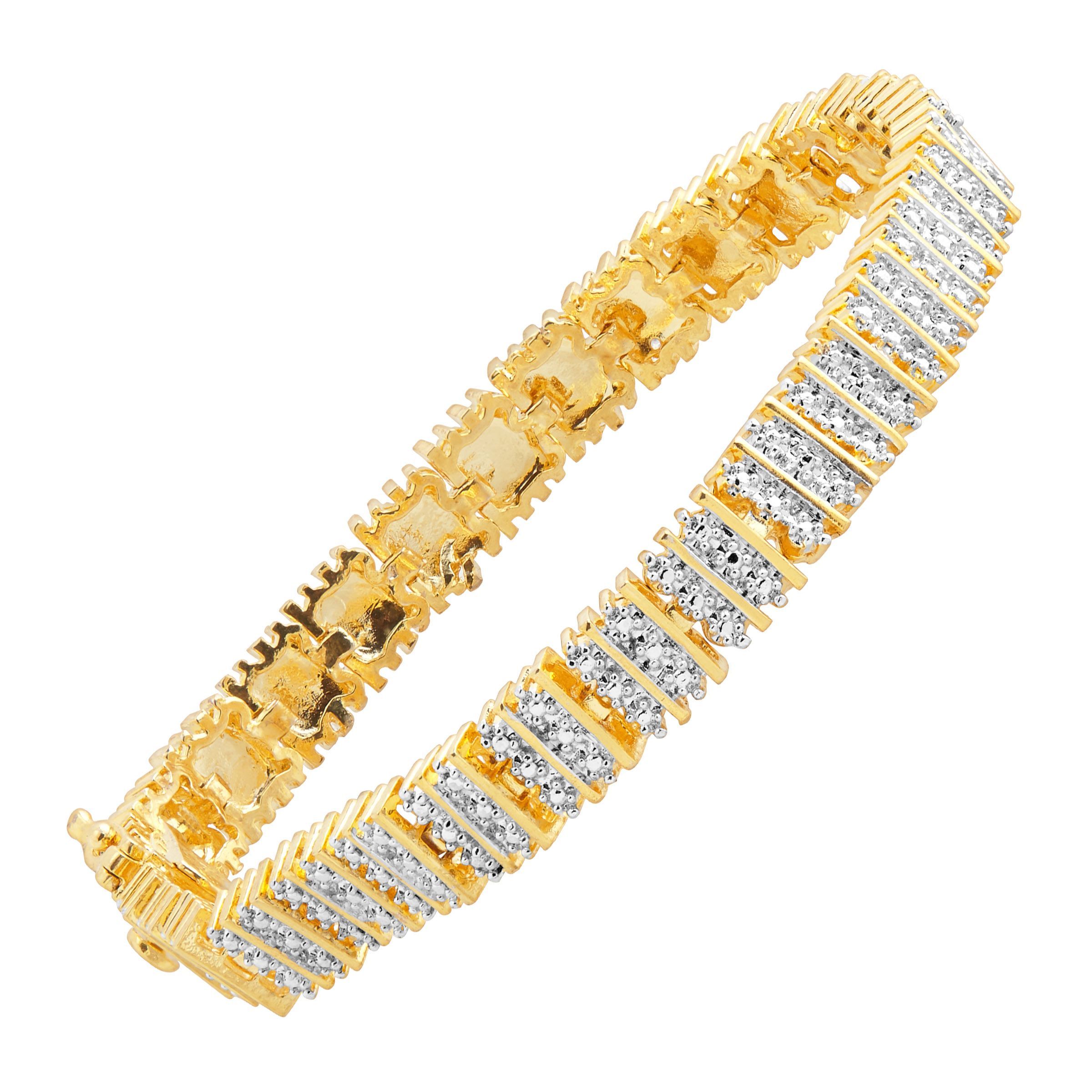 Square Link Tennis Bracelet with Diamonds in 18K GoldPlated Brass eBay