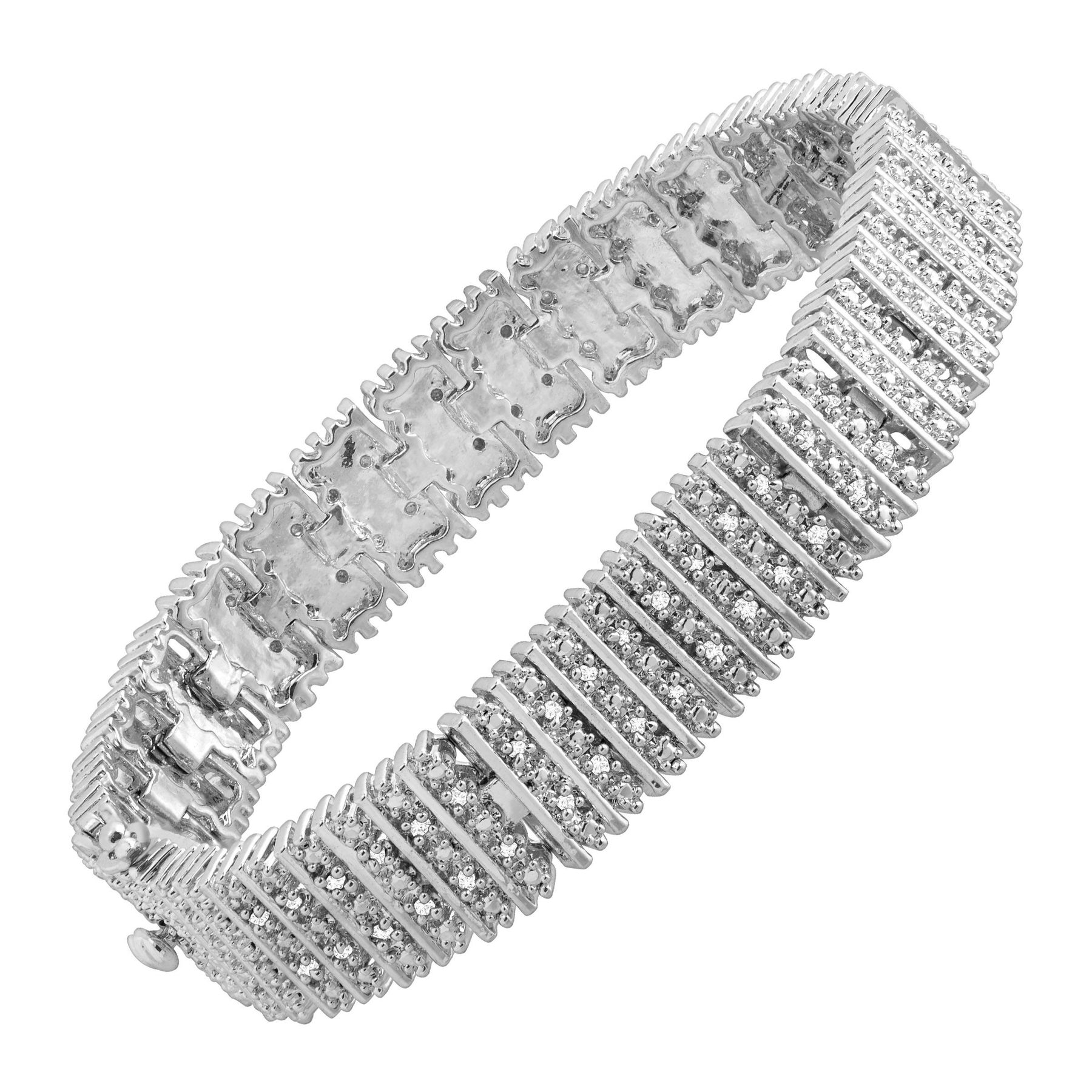 1 Ct Diamond Box Tennis Bracelet In Sterling Silver Plated Br 1 Ct Diamond Box Tennis Bracelet