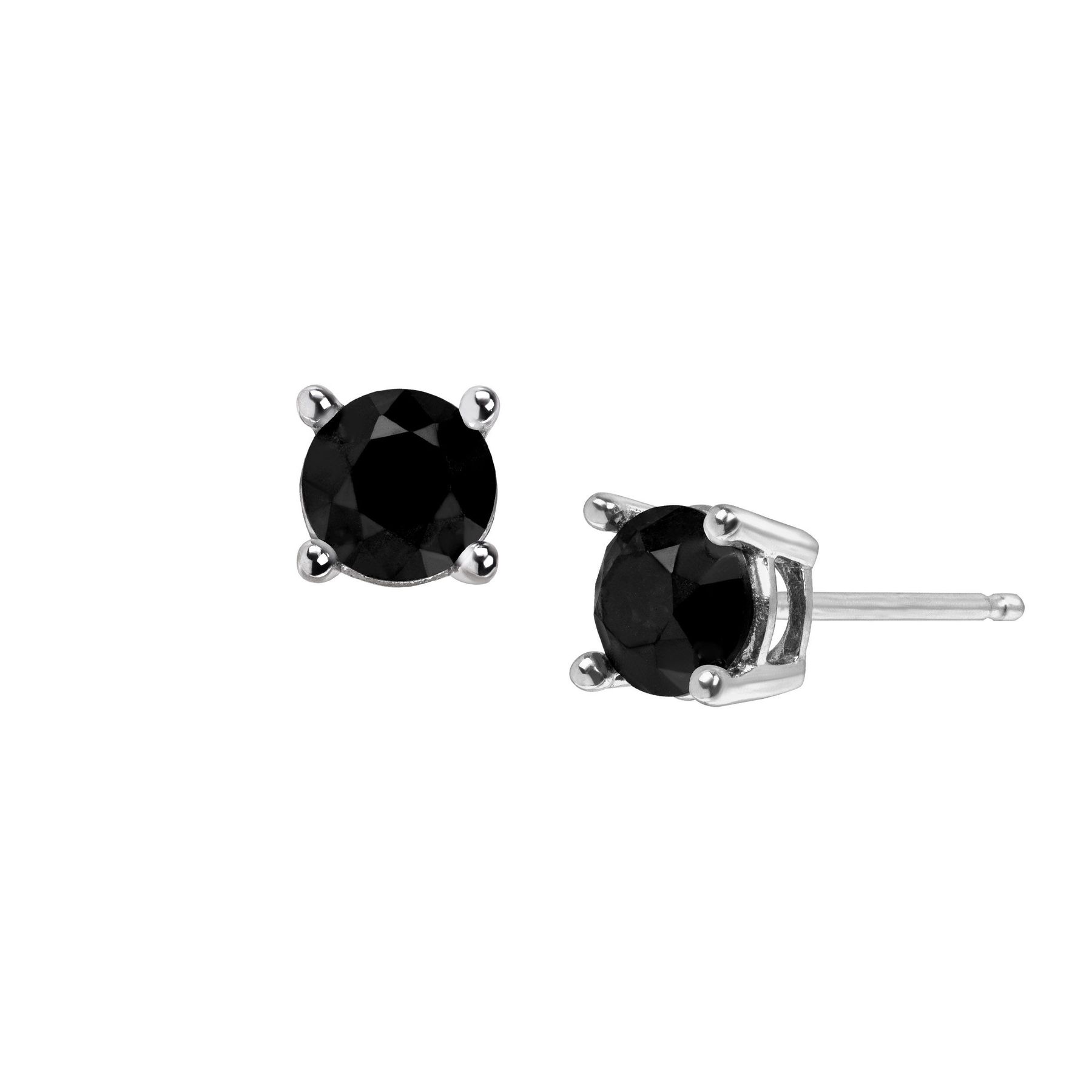 1 Ct Black Diamond Stud Earrings In Sterling Silver 1 Ct Black Diamond Stud Earrings