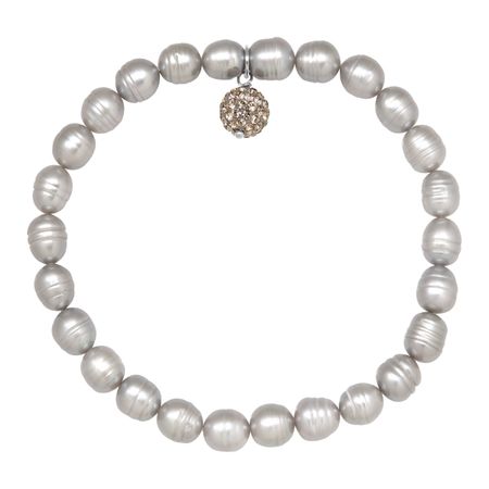 Honora 6 7 Mm Grey Freshwater Ringed Pearl Bracelet With Crystals In 6 7 Mm Grey Ringed Pearl Bracelet With Crystals