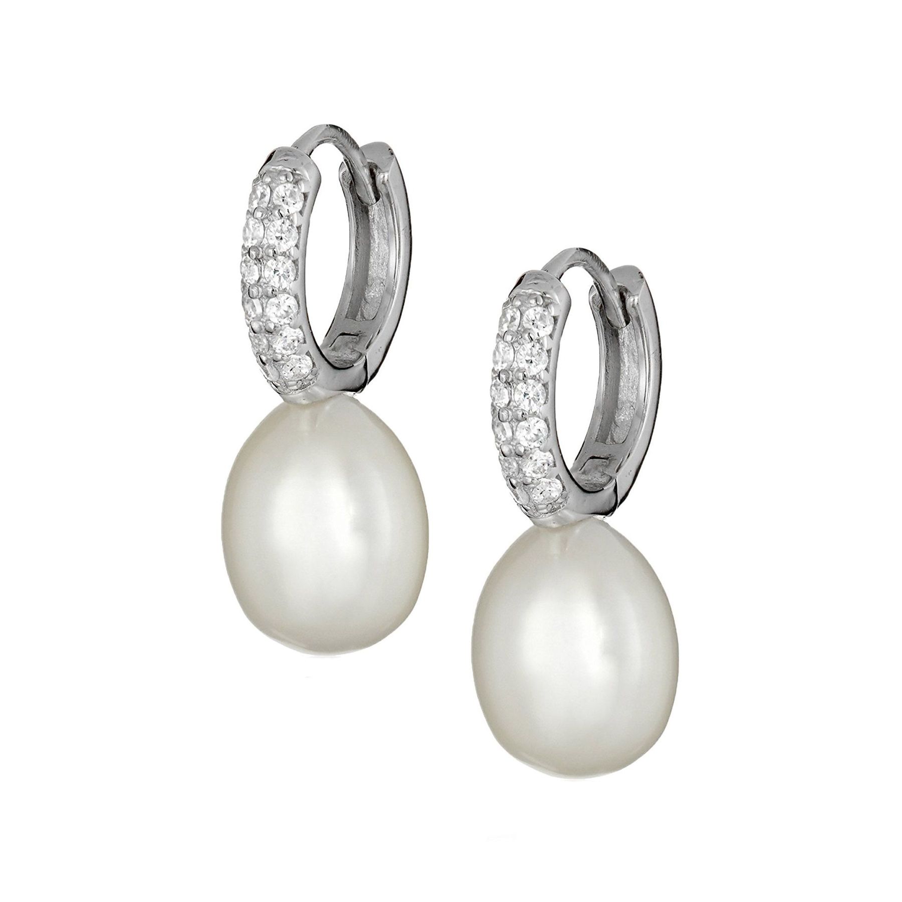 Honora 8 9 Mm Freshwater Cultured Pearl Cubic Zirconia Hoop 8 9 Mm Pearl Cubic Zirconia Hoop Earrings