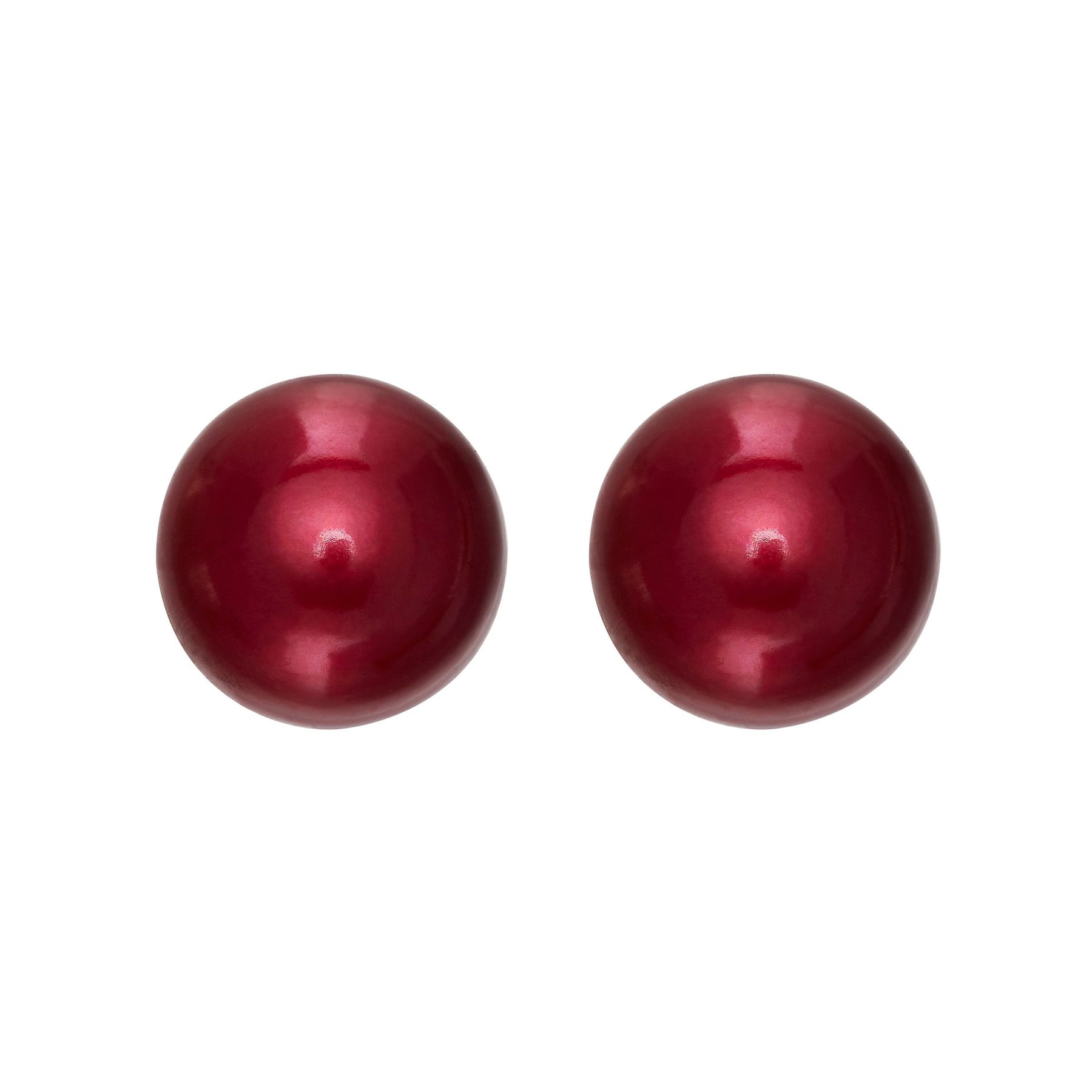 Honora 9 10 Mm Cherry Red Freshwater Pearl Stud Earrings In Sterling 9 10 Mm Cherry Red Pearl Stud Earrings