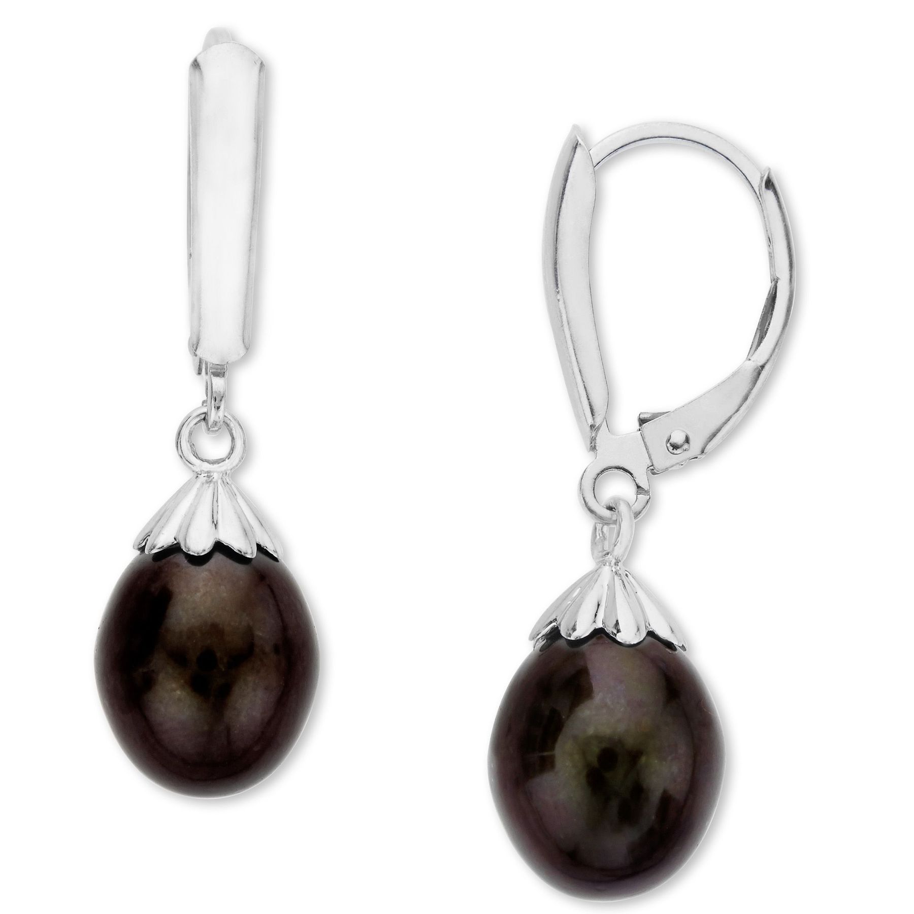 Honora 9 5mm Black Freshwater Pearl Drop Earrings In Sterling The Details