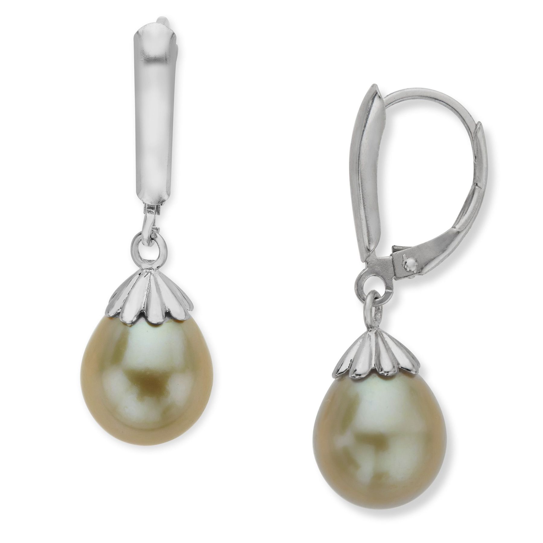 Honora 9 5mm Kiwi Freshwater Pearl Drop Earrings In Sterling 9 5mm Kiwi Pearl Drop Earrings