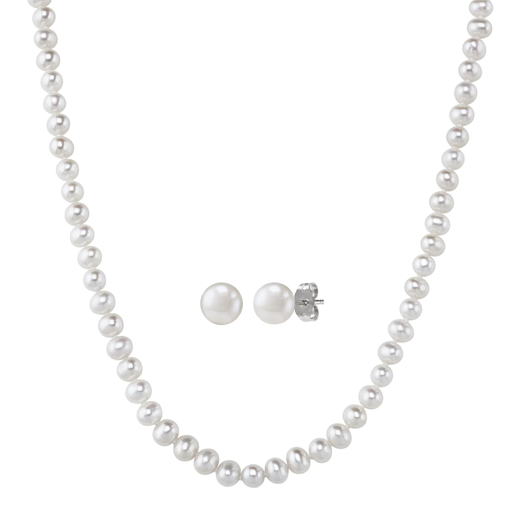 Honora 6 5 Mm 7 Freshwater Pearl Necklace Earrings Set 6 5 Mm 7 Pearl Necklace Earrings Set