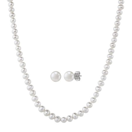 Honora 6 5 Mm 7 Freshwater Pearl Necklace Earrings Set 6 5 Mm 7 Pearl Necklace Earrings Set