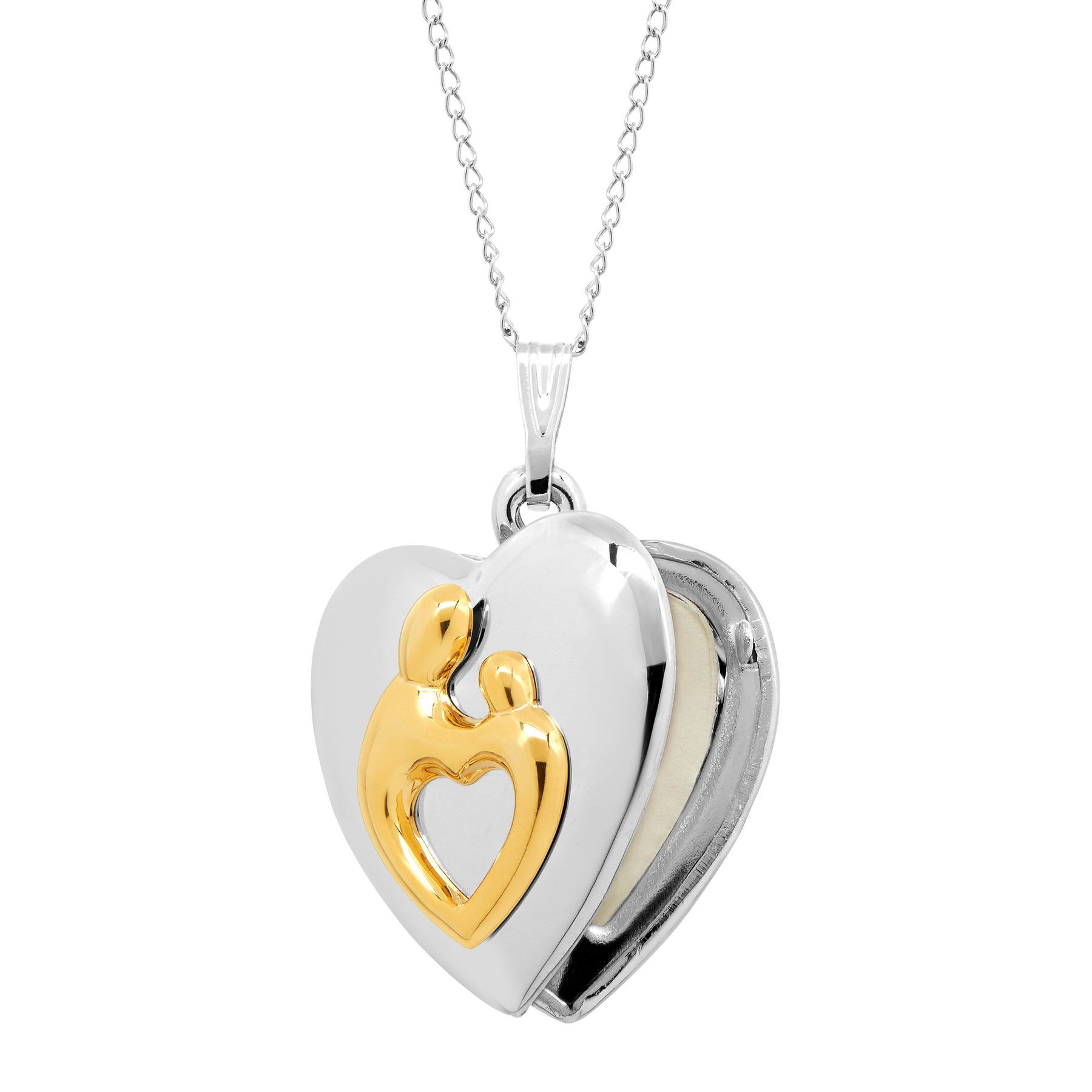 Mother Child Heart Locket Pendant In 14k Gold Plated Sterling The Details
