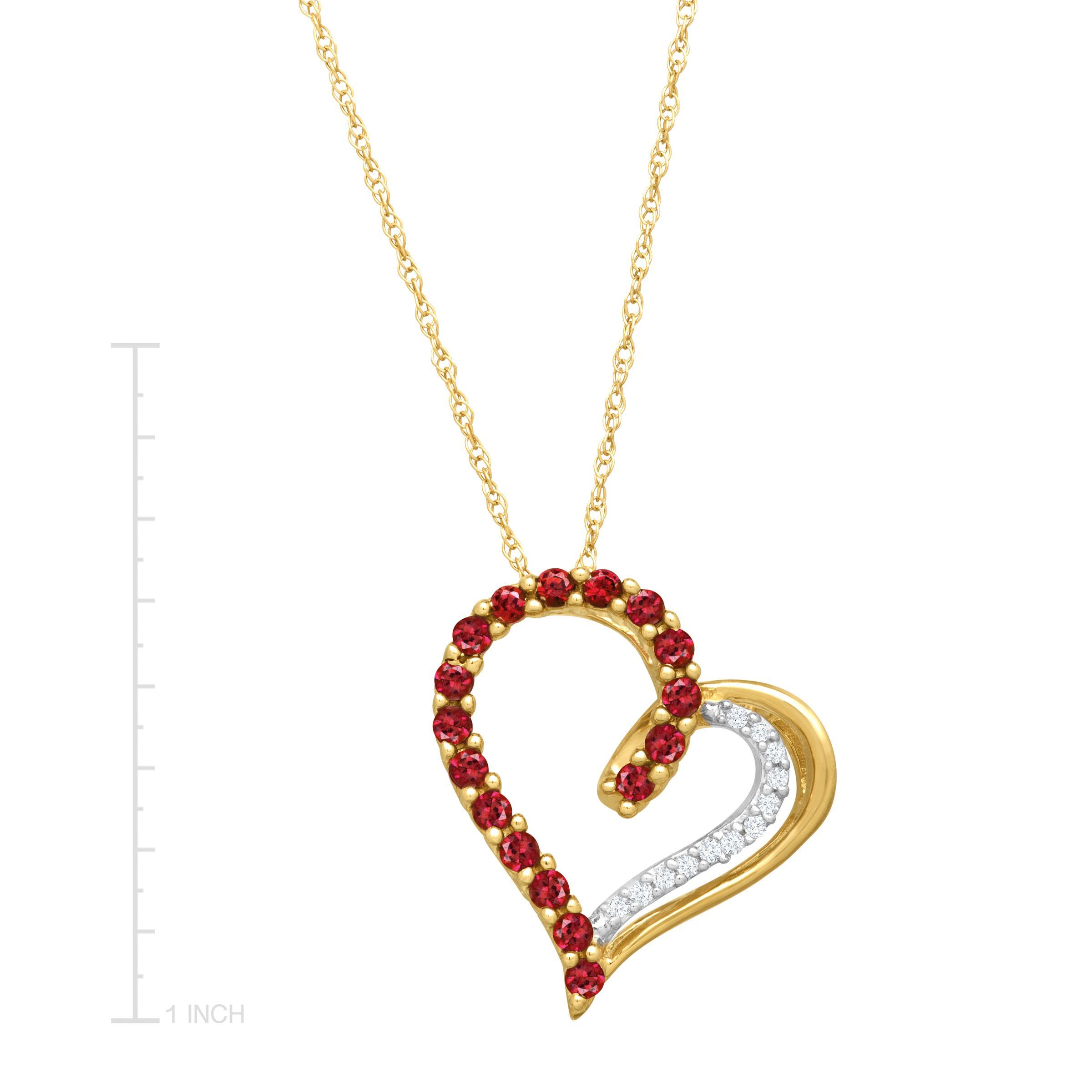 1 3 Ct Created Ruby Heart Pendant Necklace With Diamonds In 14k Gold 1 3 Ct Created Ruby Heart Pendant Necklace With Diamonds In 14k Gold