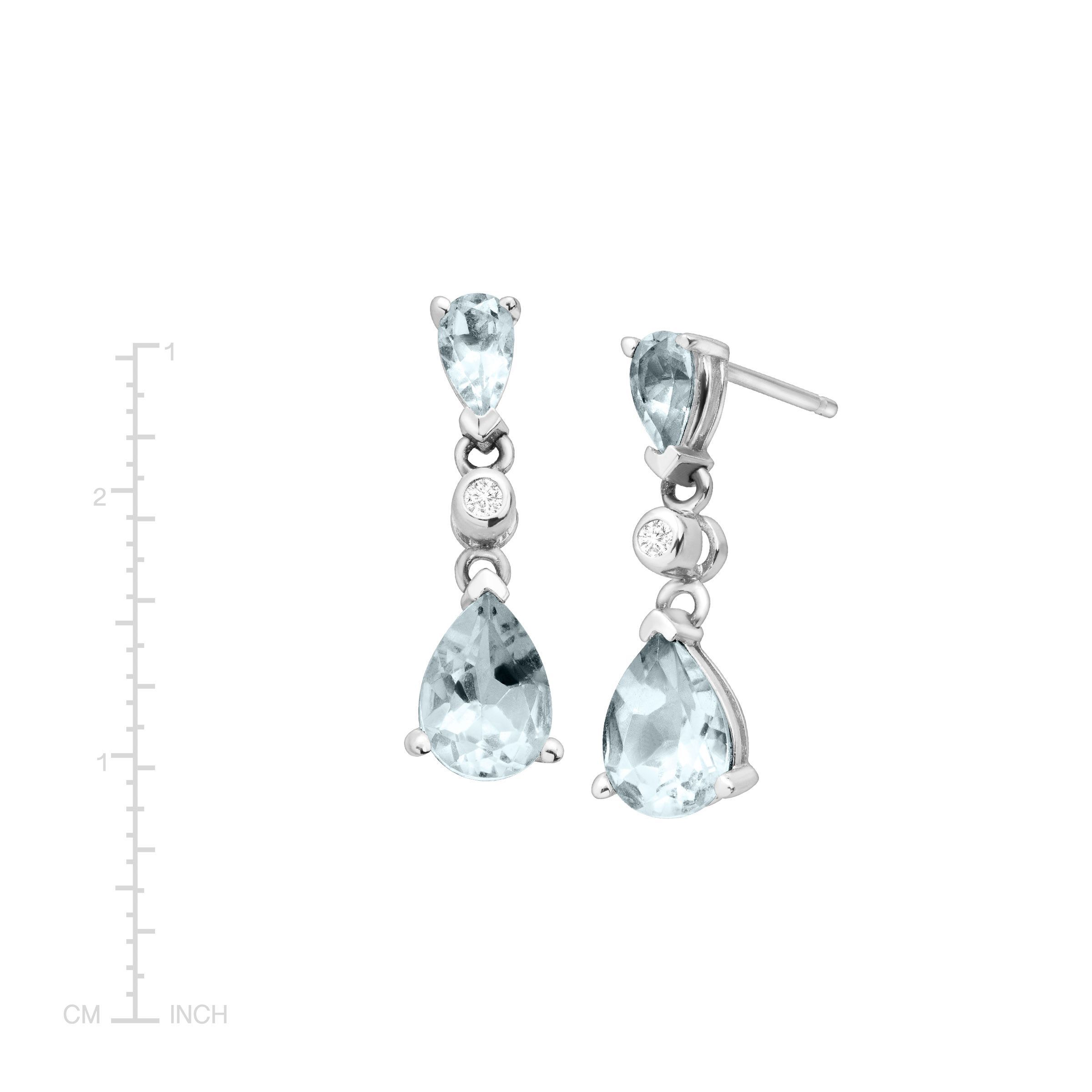 1 2 Ct Natural Aquamarine Drop Earrings With Diamonds In 14k White 1 2 Ct Natural Aquamarine Drop Earrings With Diamonds In 14k White Gold