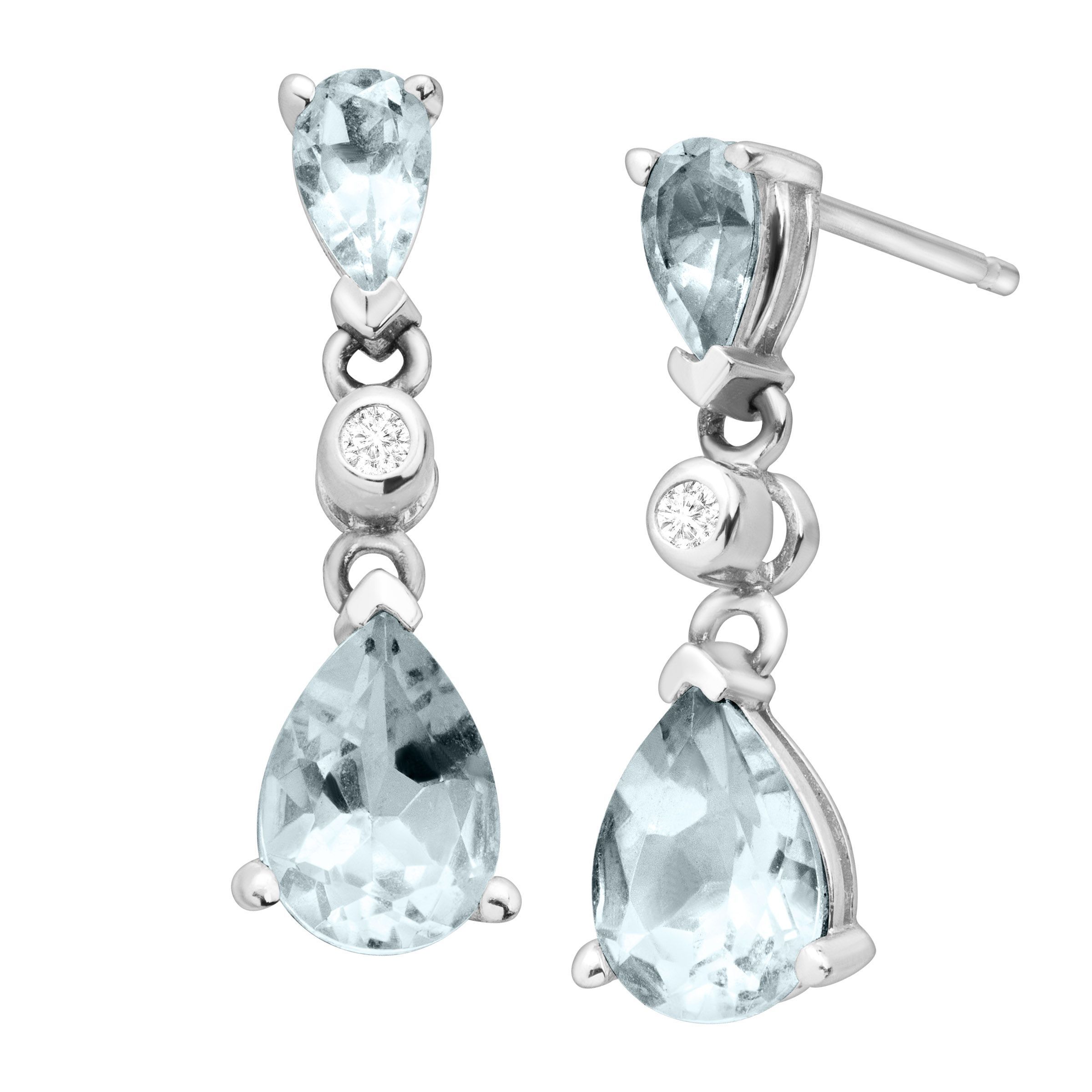 1 2 Ct Natural Aquamarine Drop Earrings With Diamonds In 14k White 1 2 Ct Natural Aquamarine Drop Earrings With Diamonds In 14k White Gold